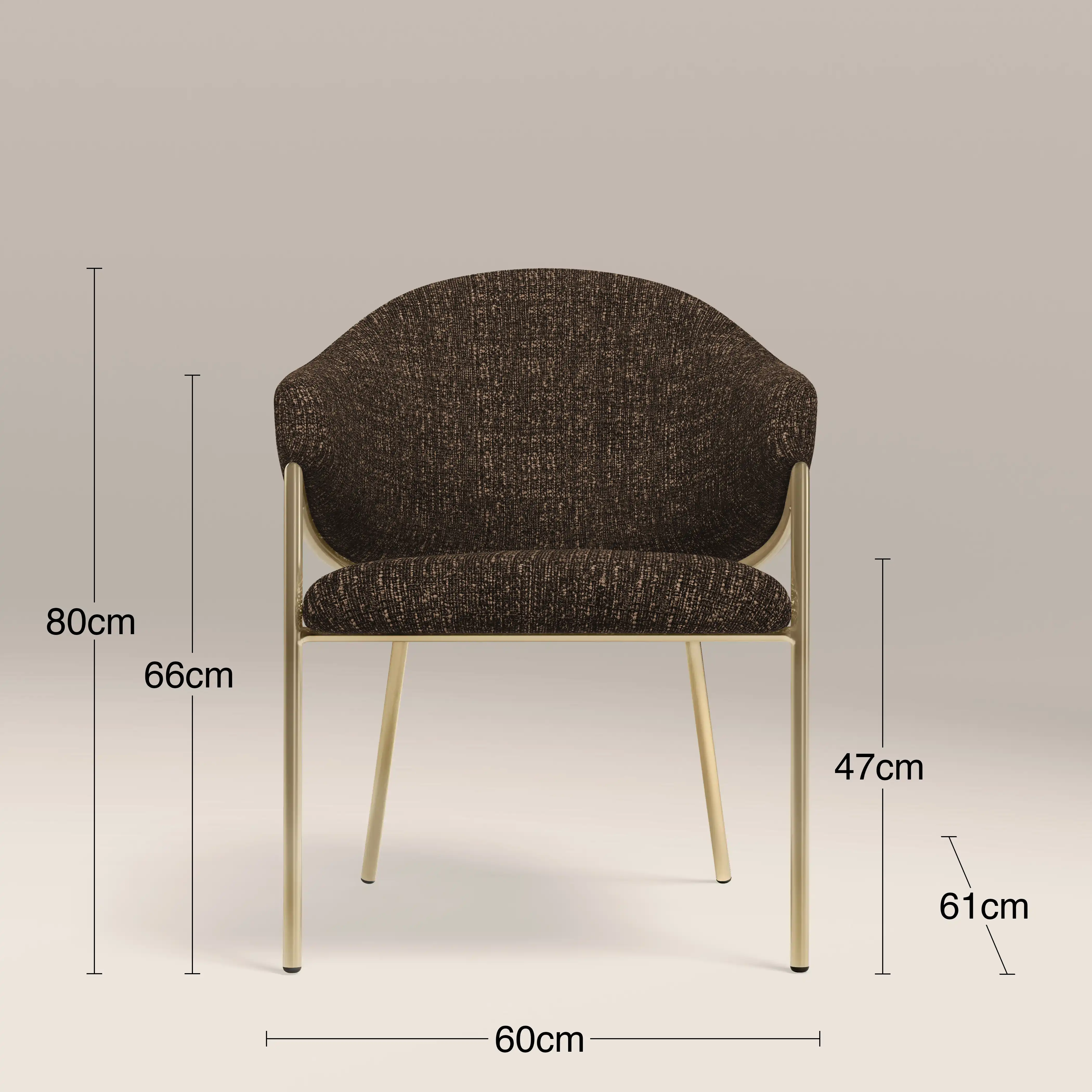 Luca Carver Dining Chair | Speckled Espresso Boucle & Brass - Image 8