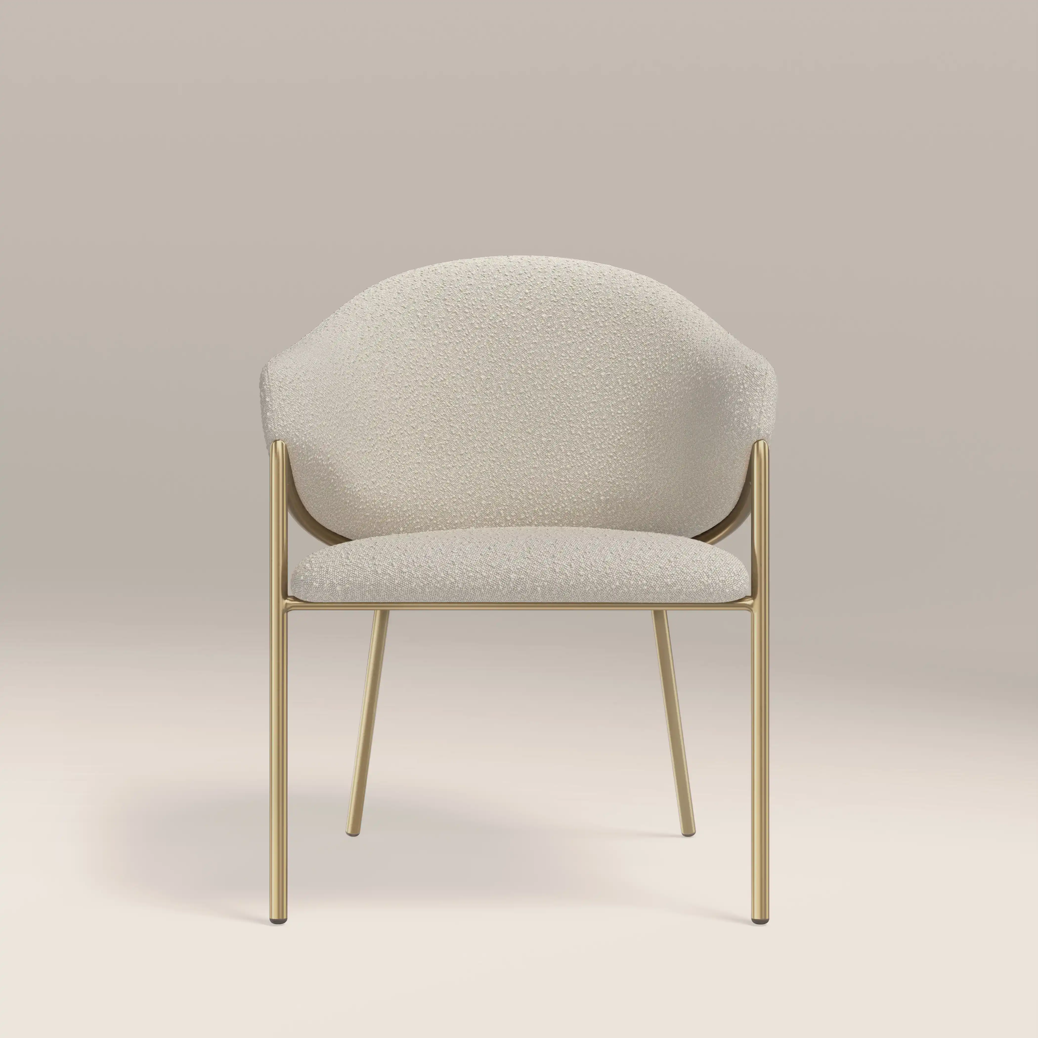 Luca Carver Dining Chair | Speckled Stone Sustainable Boucle & Brass - Image 4