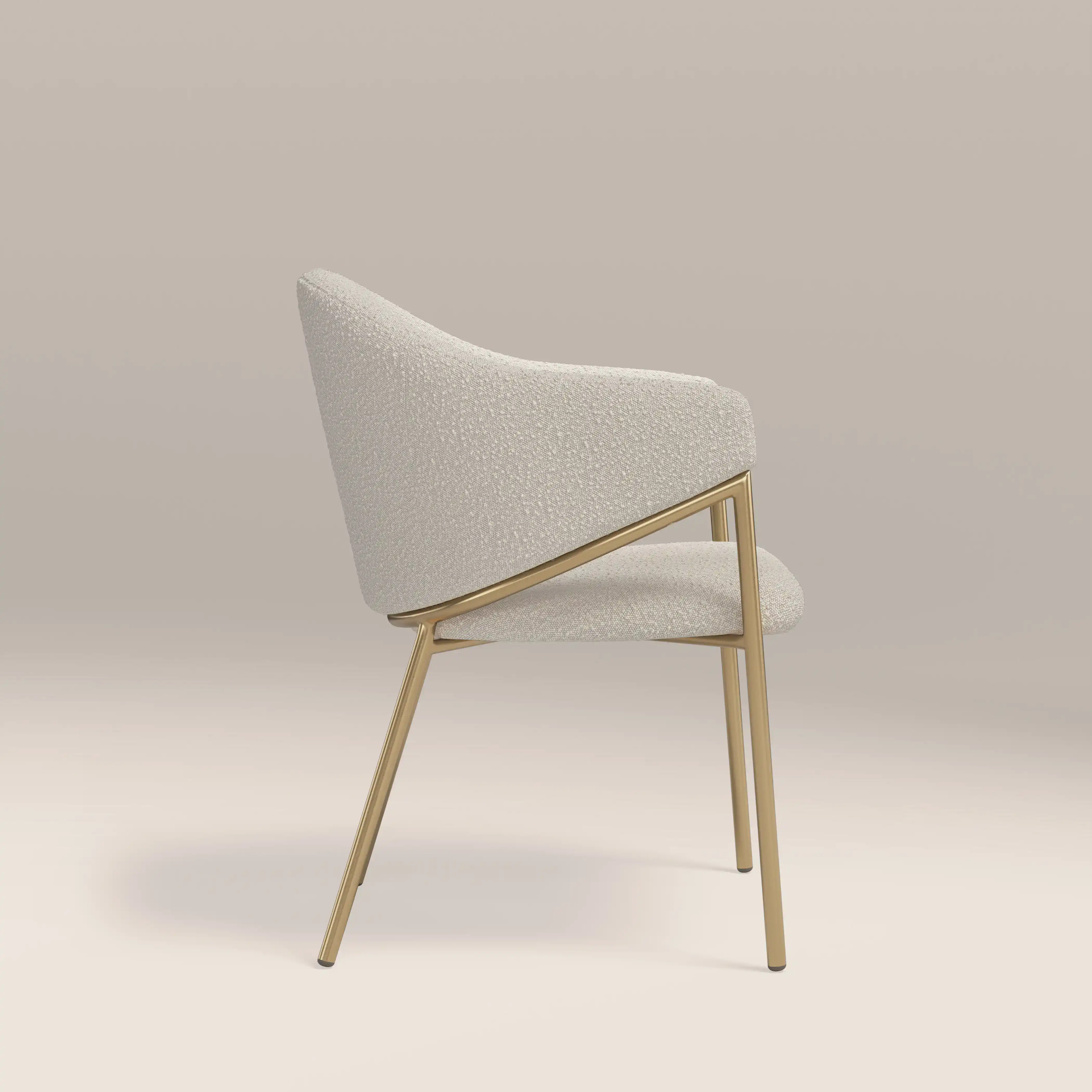 Luca Carver Dining Chair | Speckled Stone Sustainable Boucle & Brass - Image 5