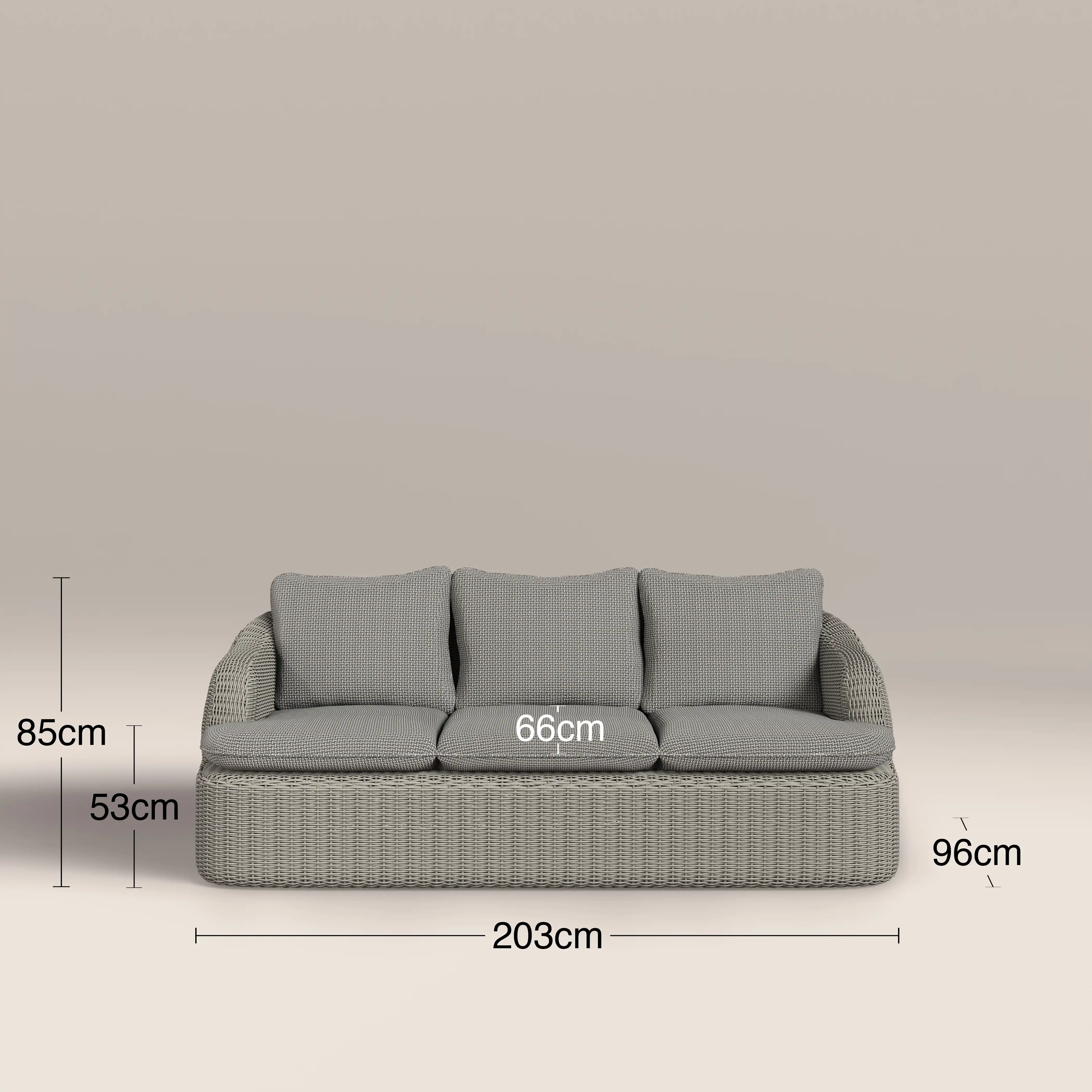 Lucia Garden Sofa Set | Retro Pattern Fabric & Smoked Natural Rattan - Image 8