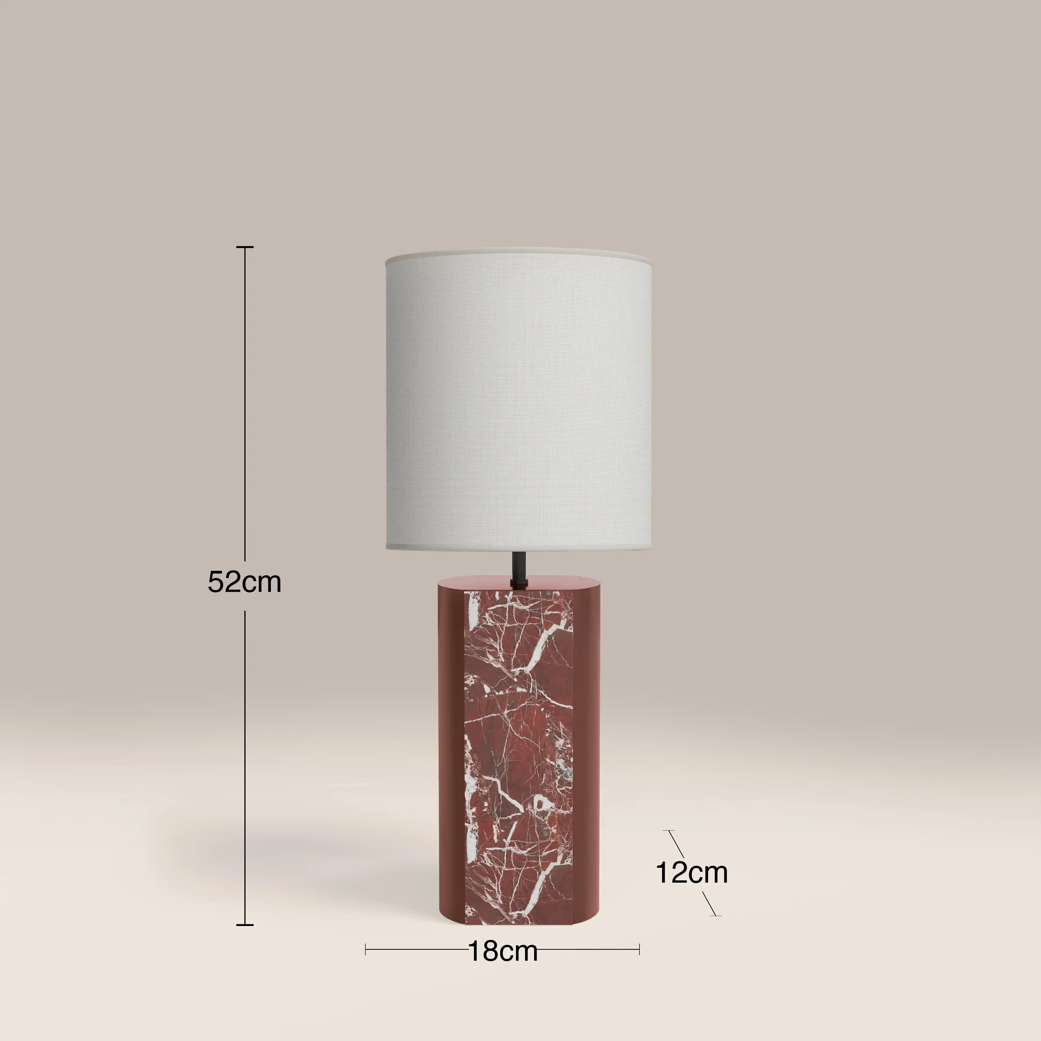 Luna Table Lamp |  Maroon Red Marble & High Gloss Burgundy - Image 4