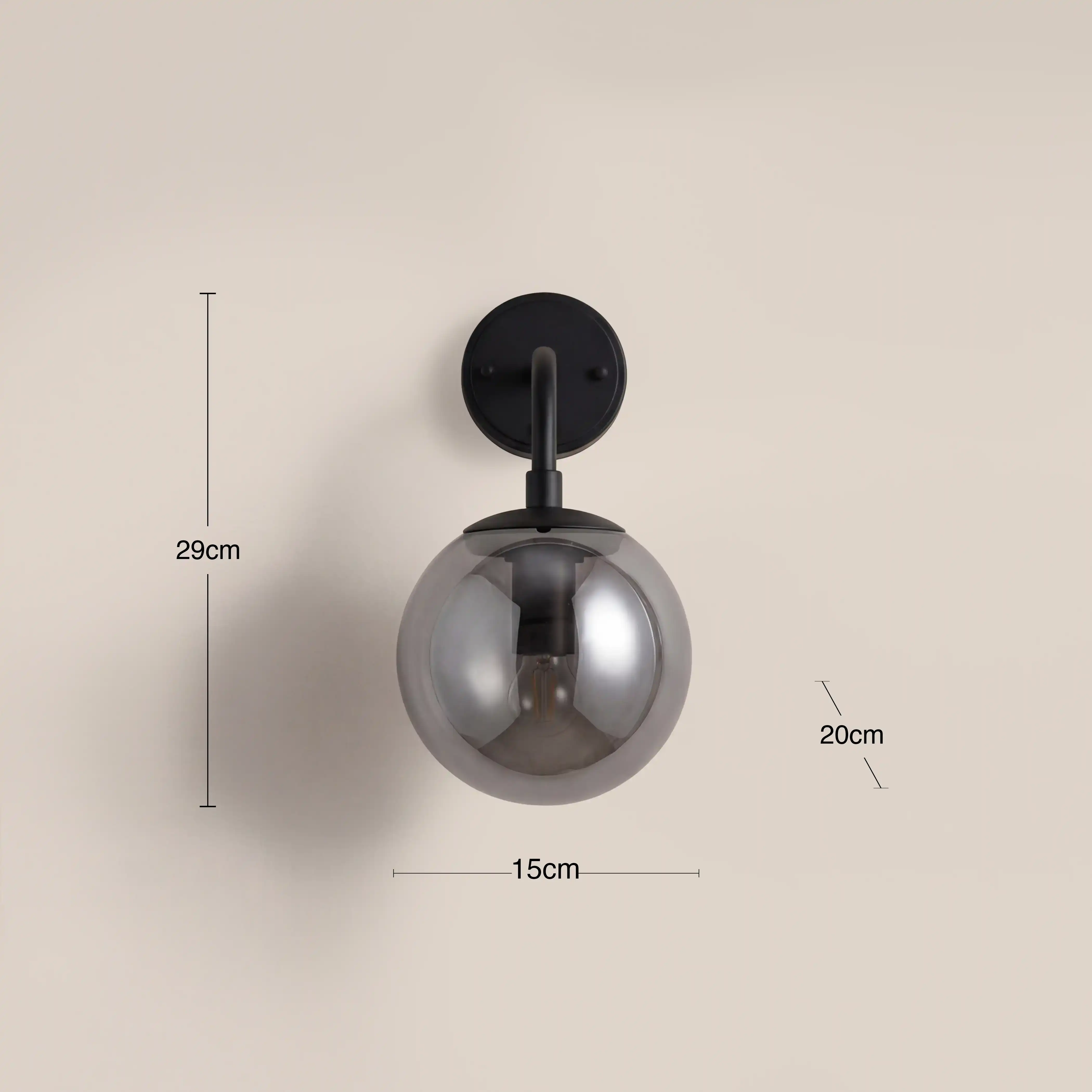 Lyme Wall Light | Smokey Grey & Black - Image 7