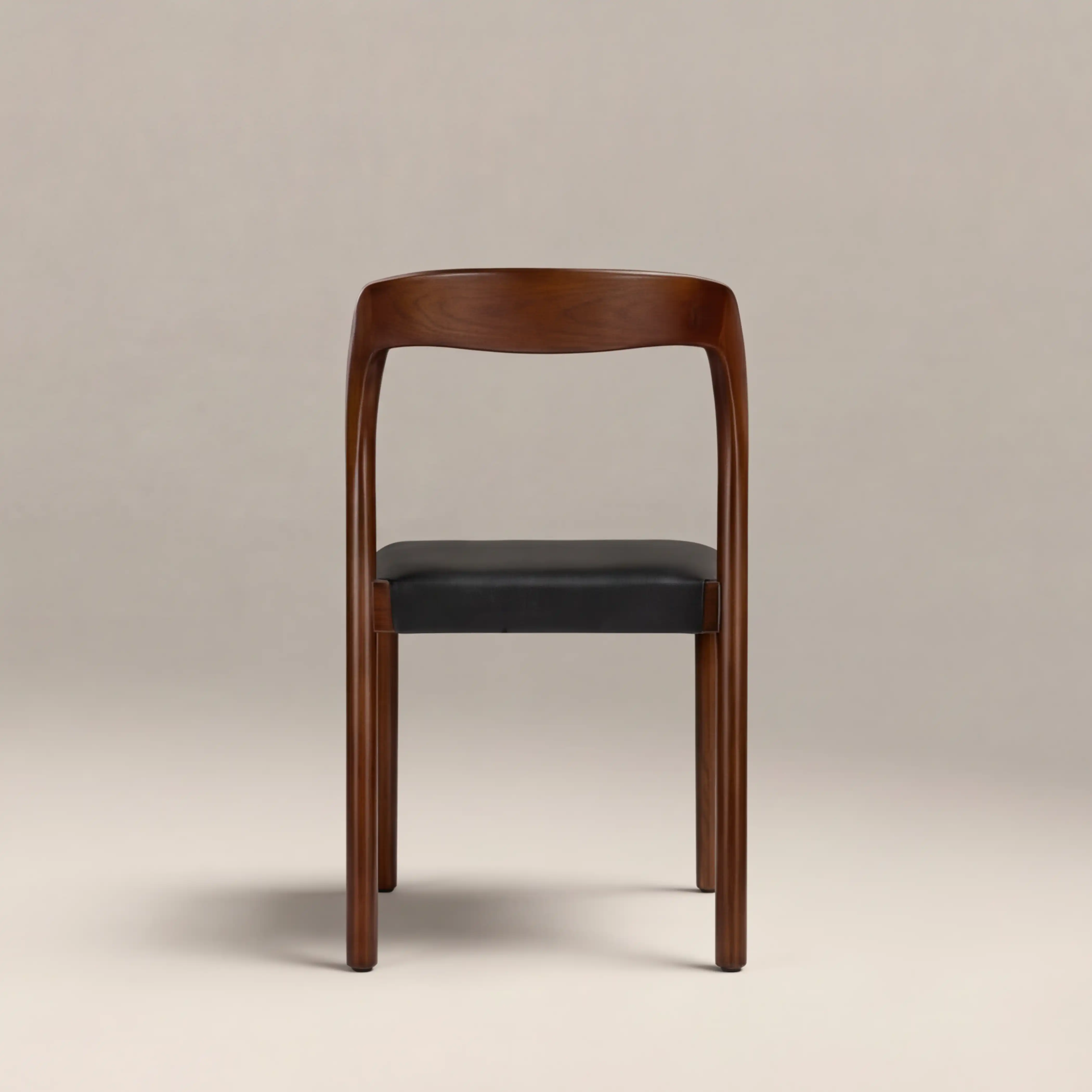 Madeleine Stackable Wooden Dining Chair | Vintage Black Faux Leather & Walnut - Image 7