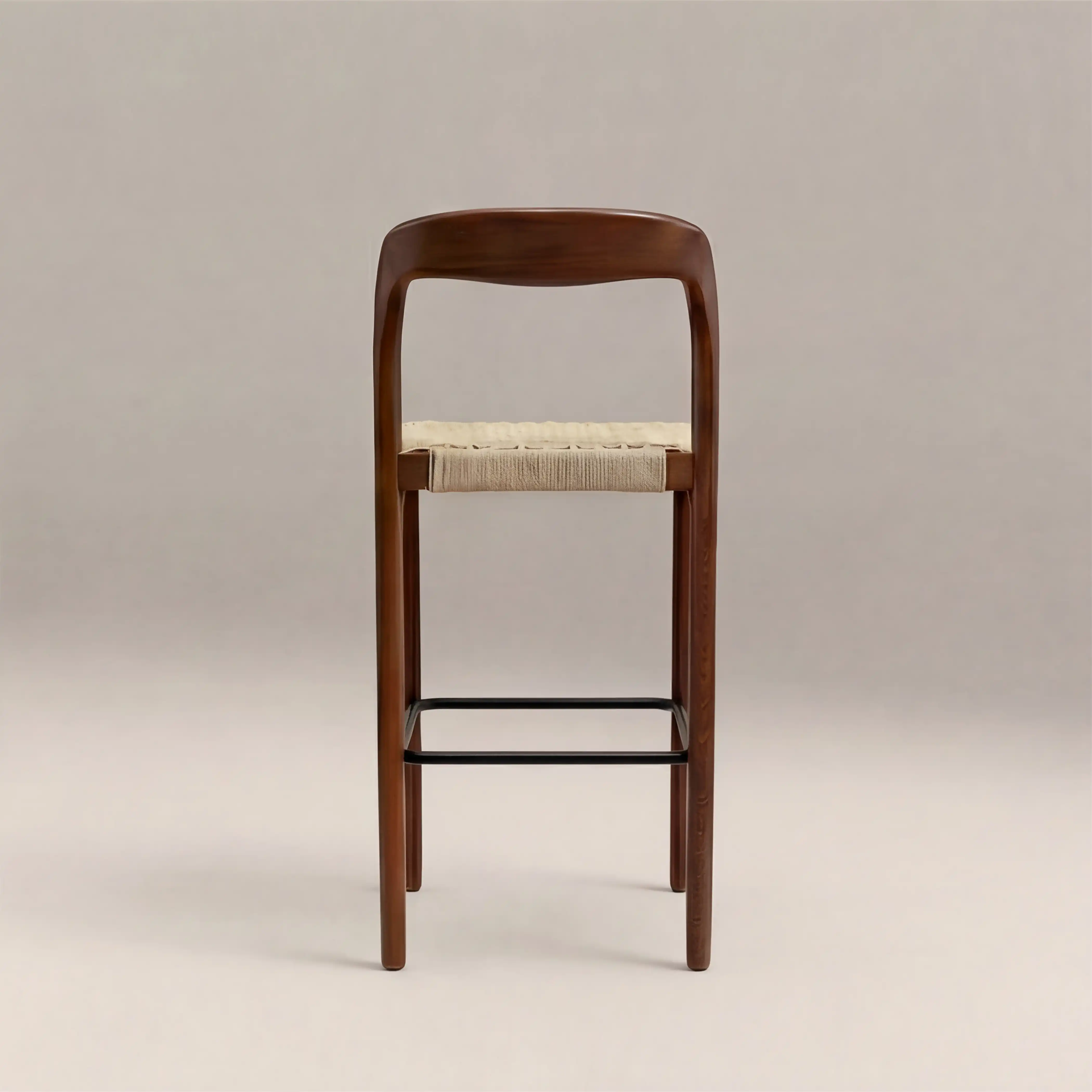 Madeleine Wooden Kitchen Stool | Natural Weave & Walnut - Image 4