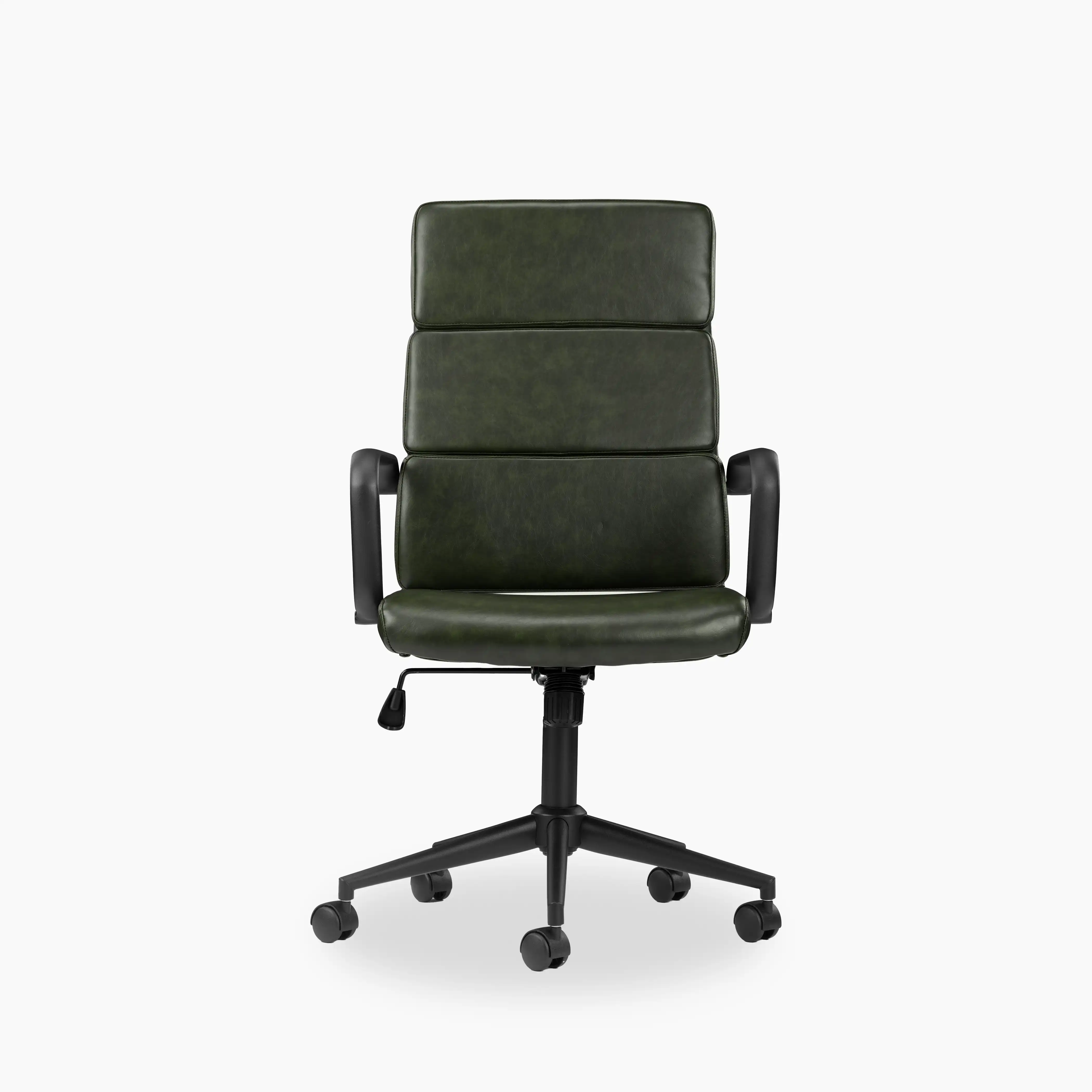 Mae High Back Office Chair | Vintage Green Faux Leather & Black - Image 3