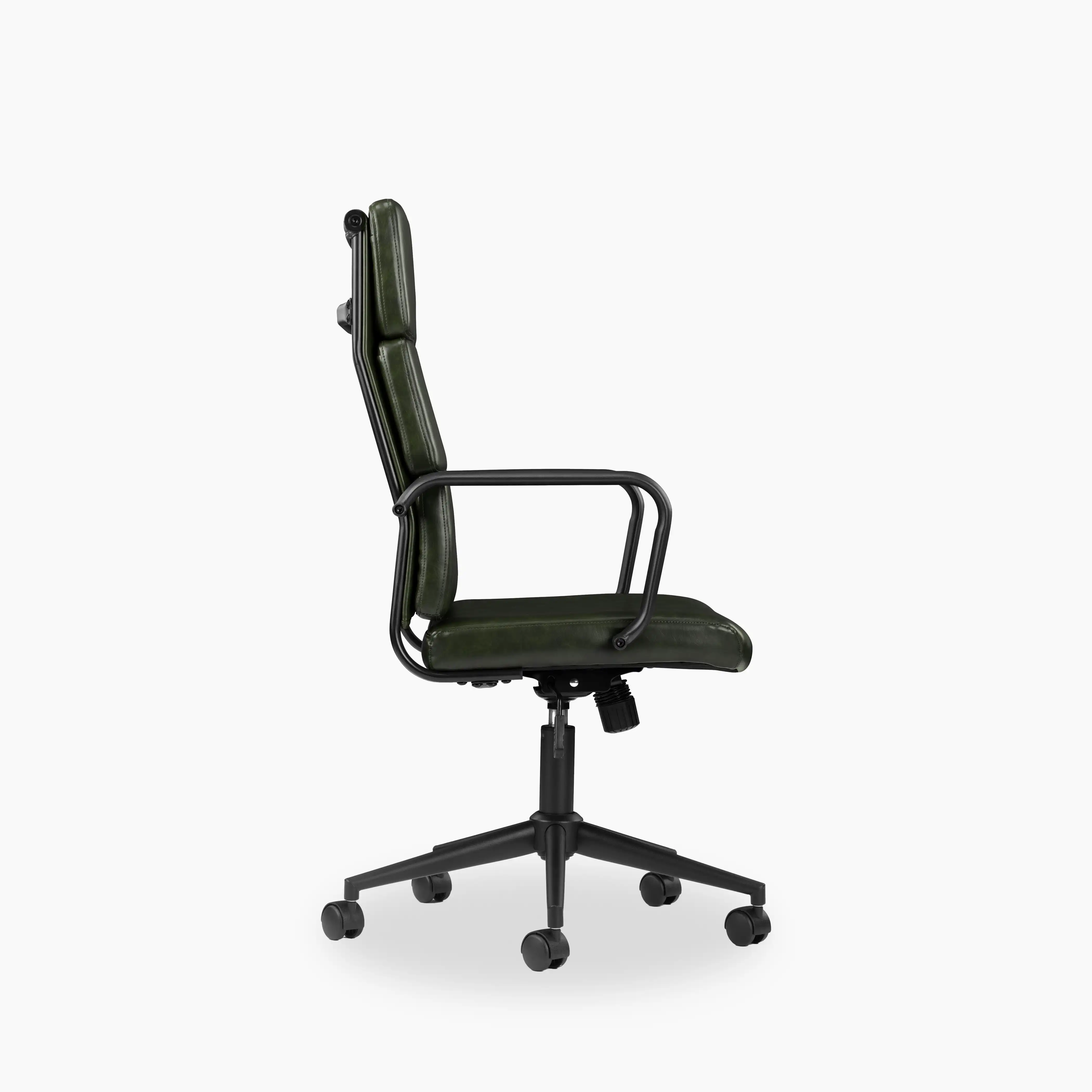 Mae High Back Office Chair | Vintage Green Faux Leather & Black - Image 4