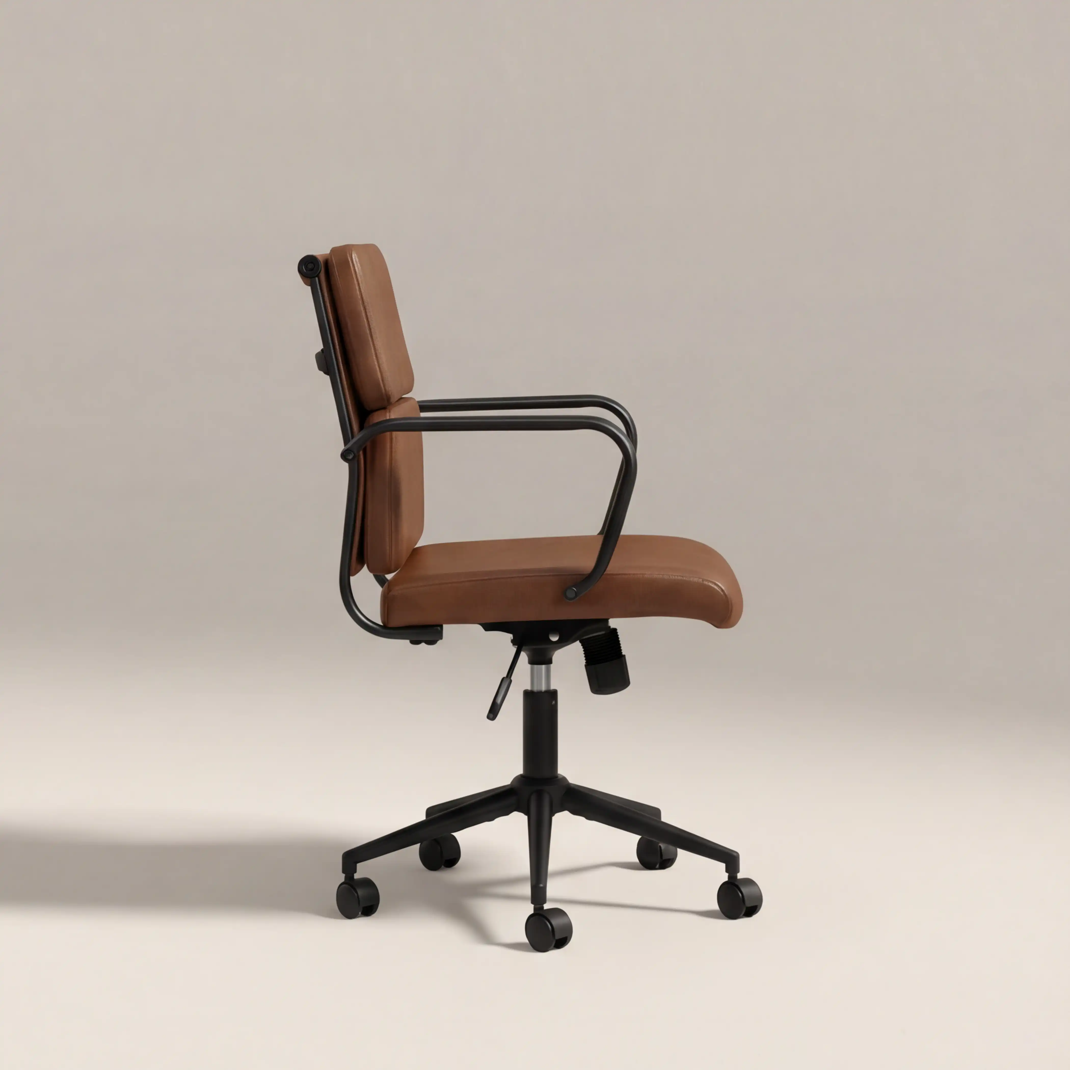 Mae Office Chair | Vintage Tan Faux Leather & Black - Image 5