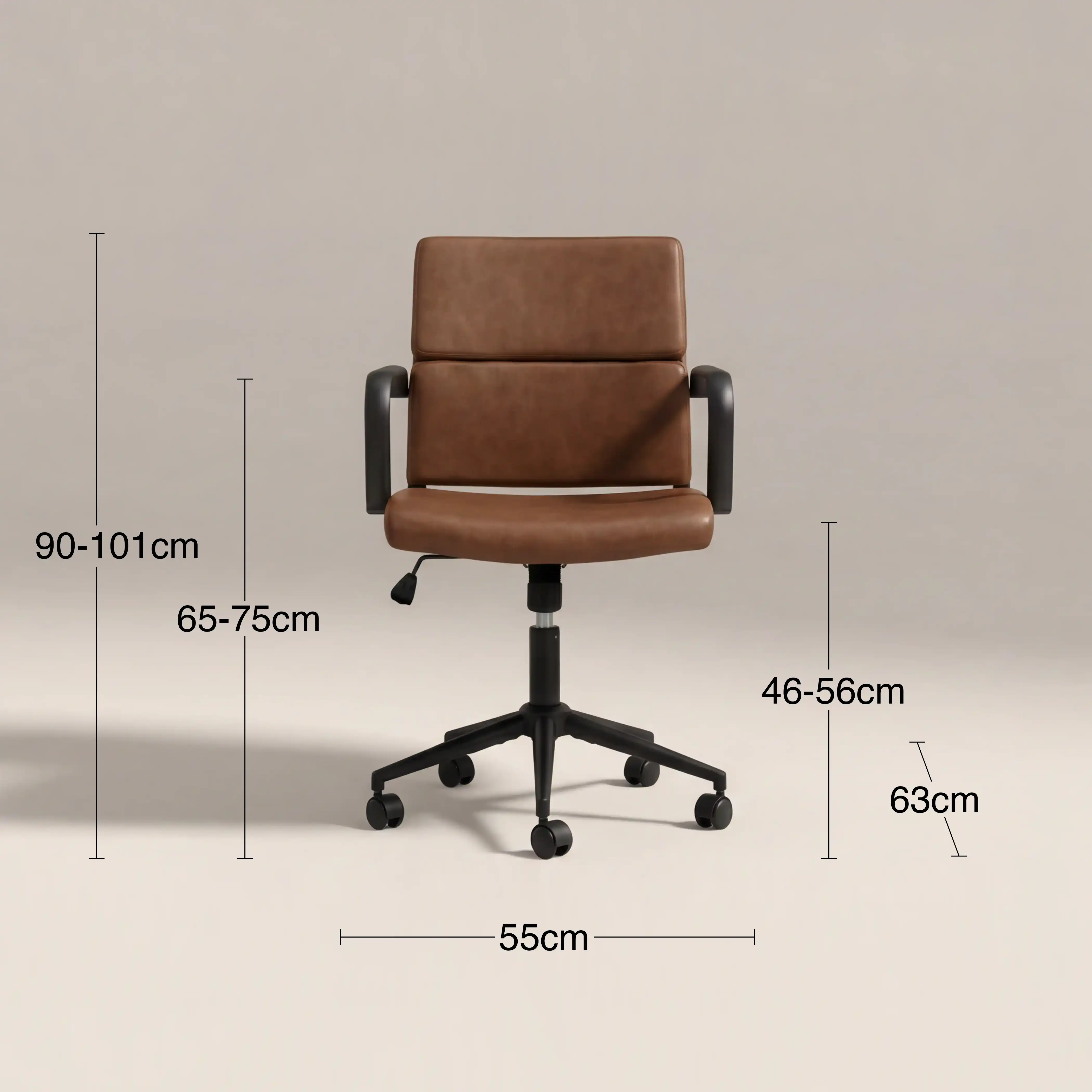 Mae Office Chair | Vintage Tan Faux Leather & Black - Image 7