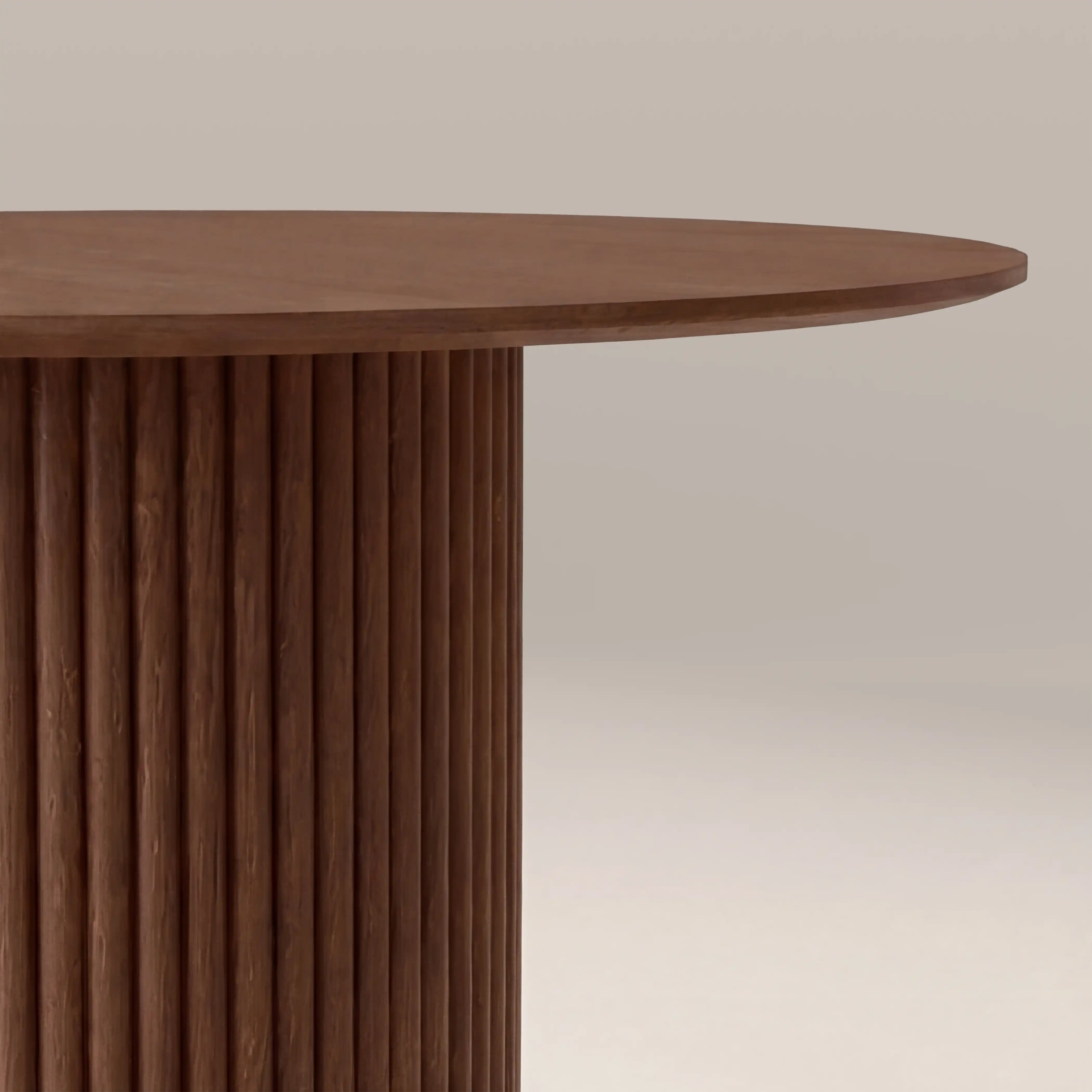 Marcel 4 Seat Round Wooden Dining Table | Walnut - Image 4
