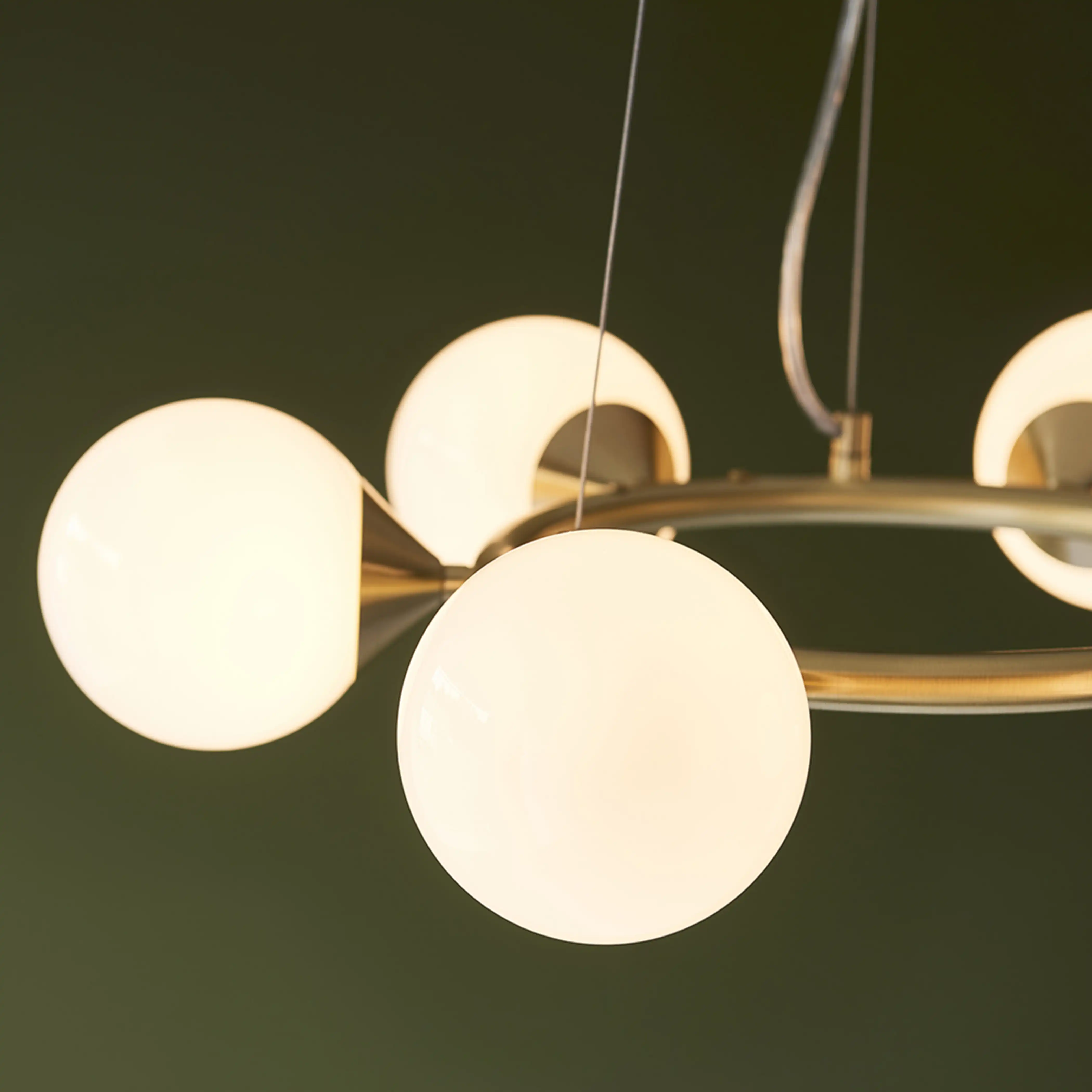 Margot 6 Light Pendant Light | Opal & Brass - Image 6