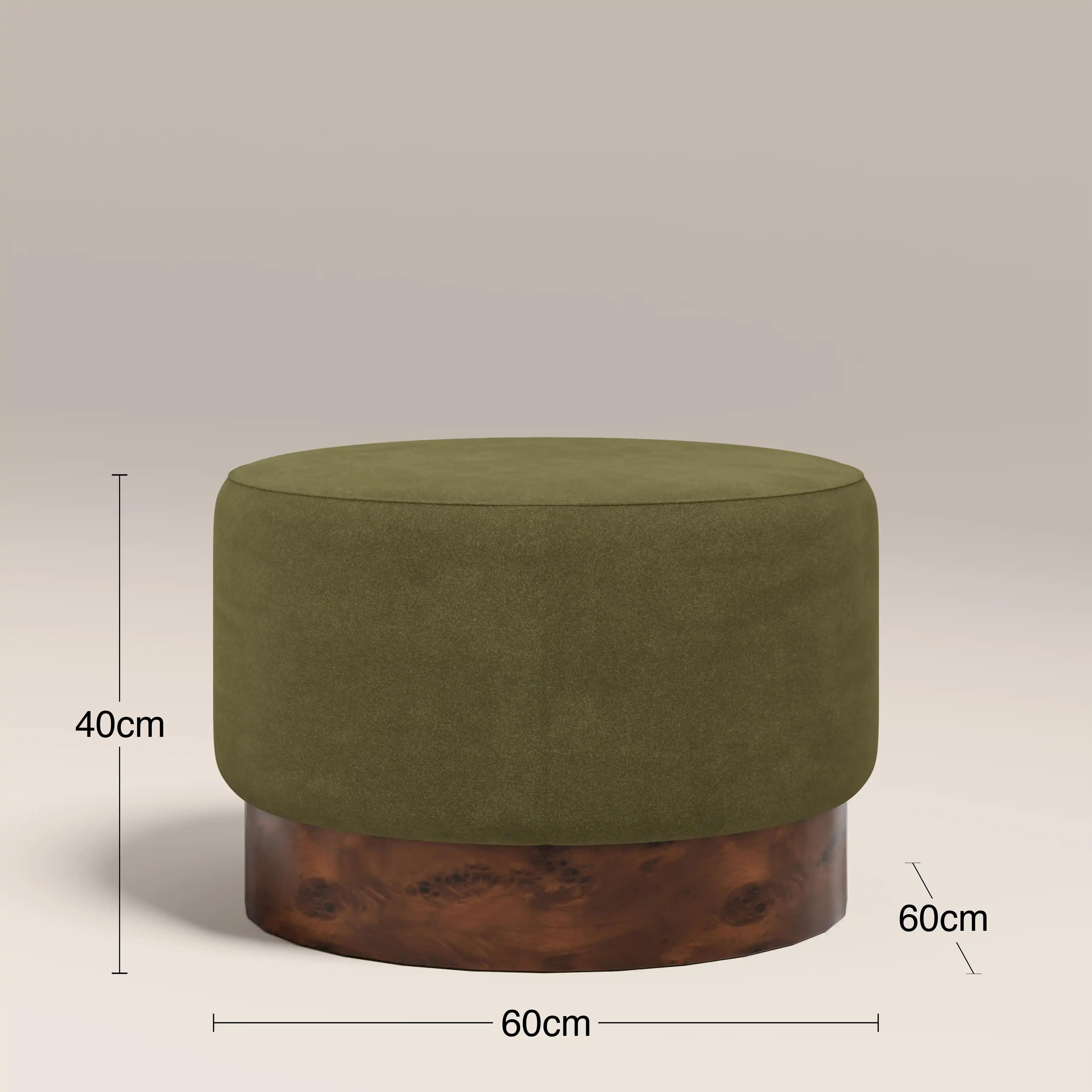 Marie Footstool | Moss Green Sustainable Mohair Velvet & Walnut Burl - Image 5