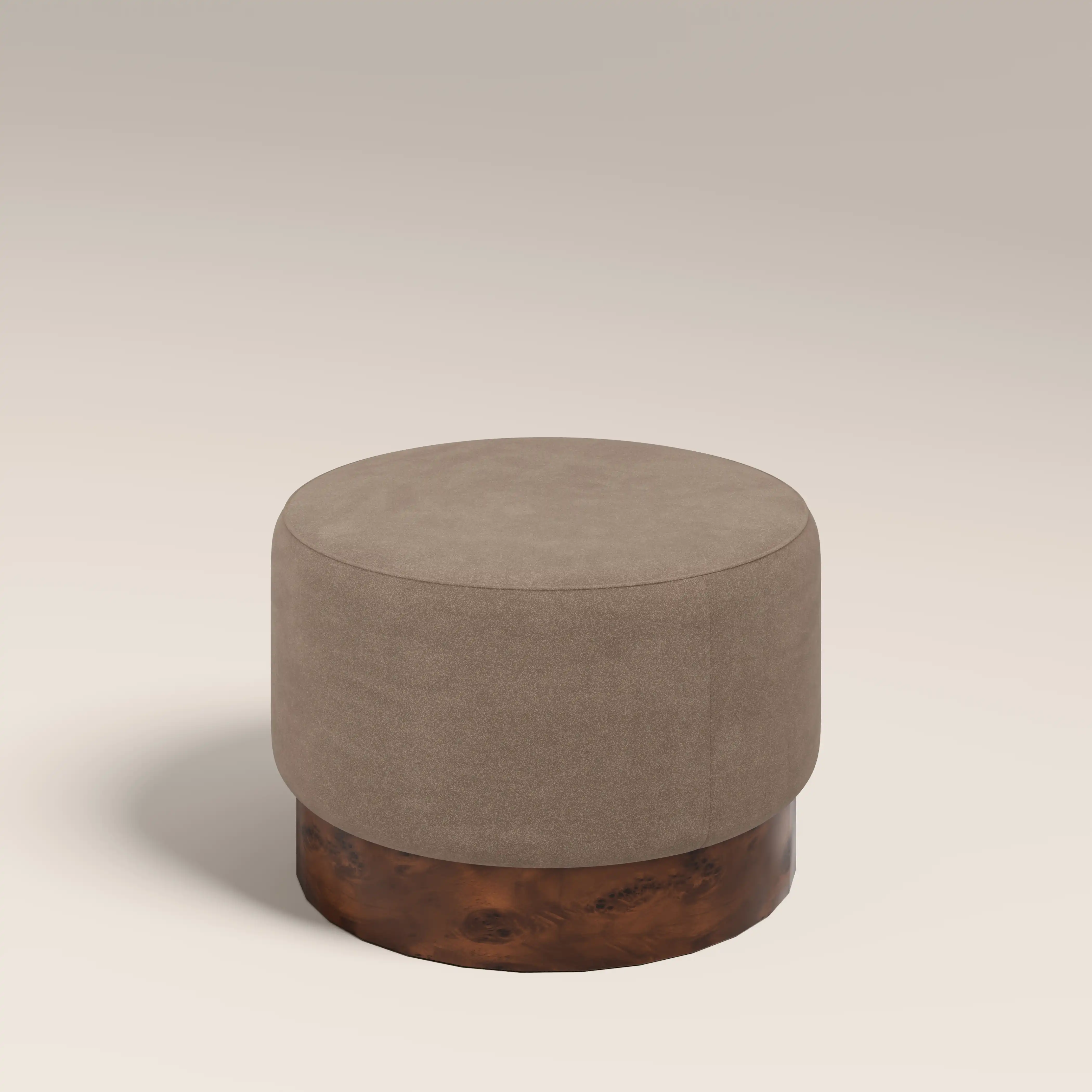 Marie Footstool | Truffle Brown Sustainable Mohair Velvet & Walnut Burl Wood - Image 2