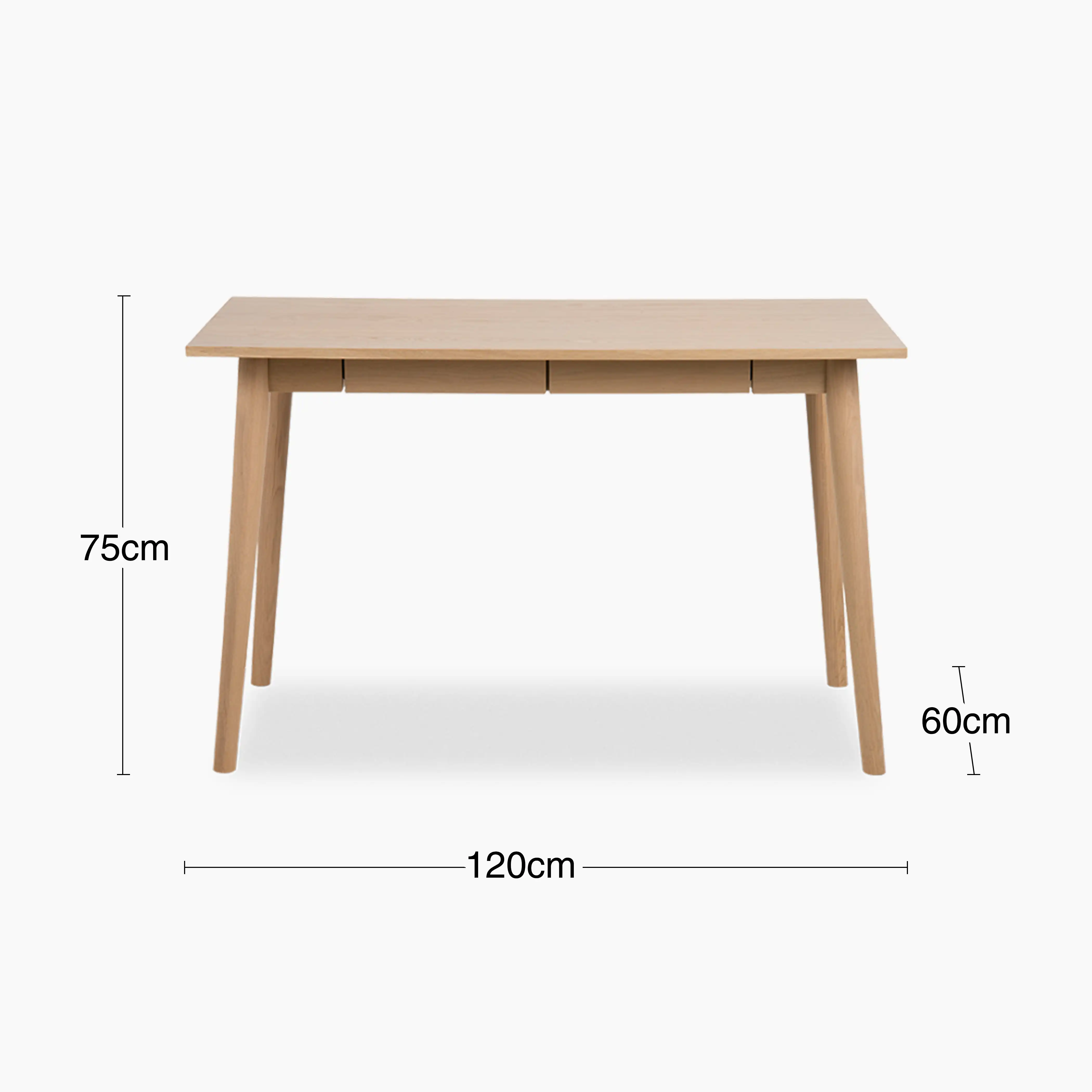 Marte Wooden 2 Drawer Desk | Oak - Image 3