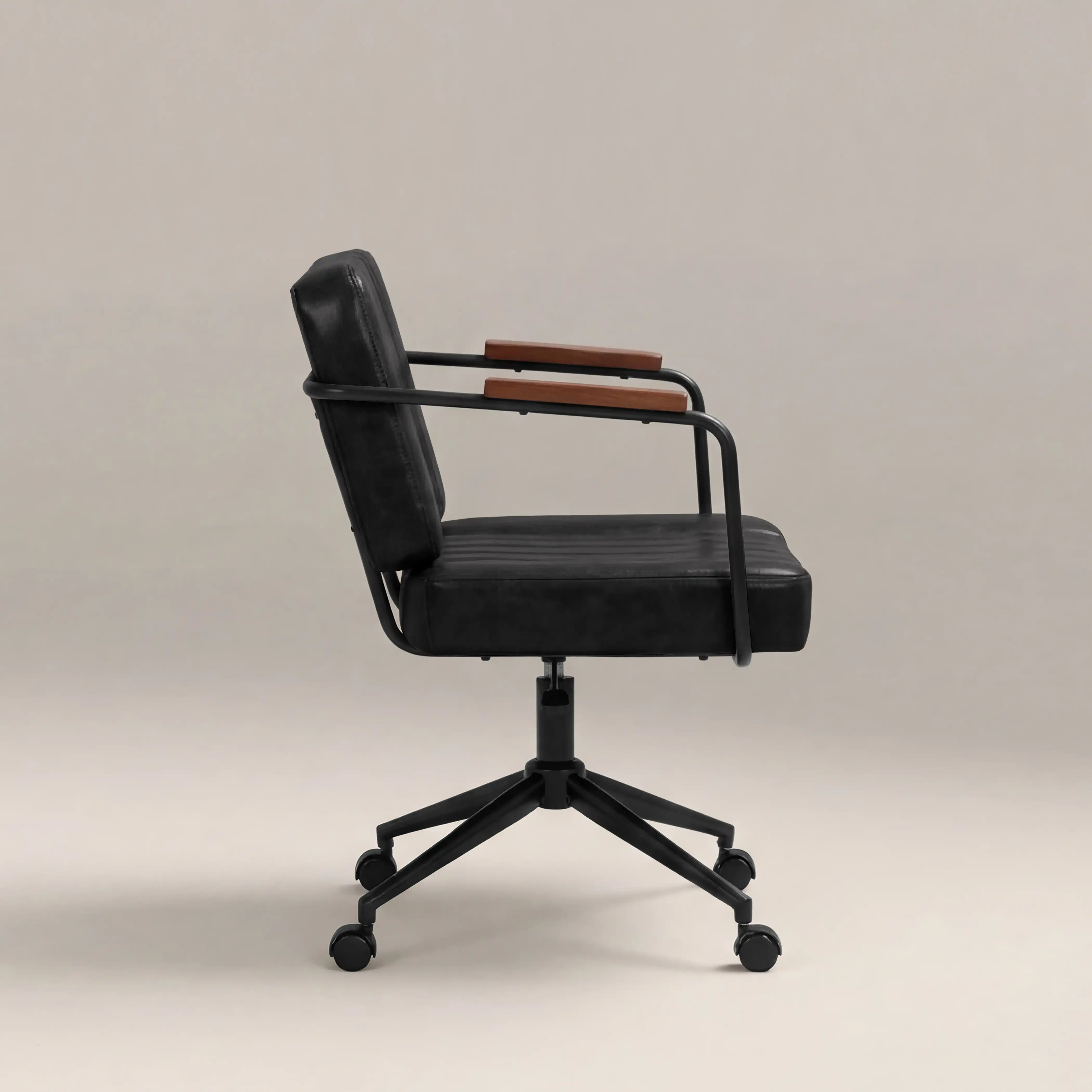 Mason Office Chair | Vintage Black Faux Leather & Black - Image 4