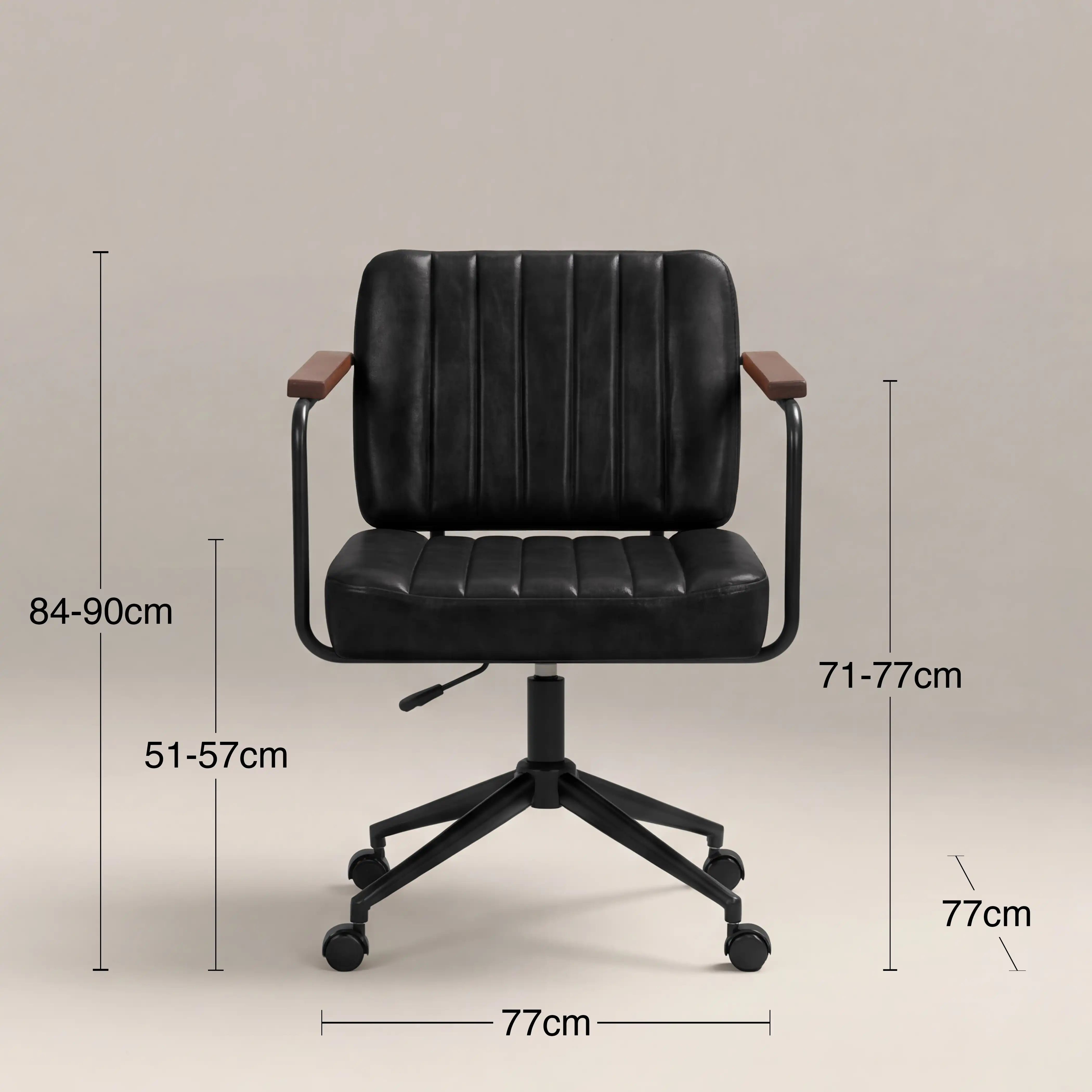 Mason Office Chair | Vintage Black Faux Leather & Black - Image 6