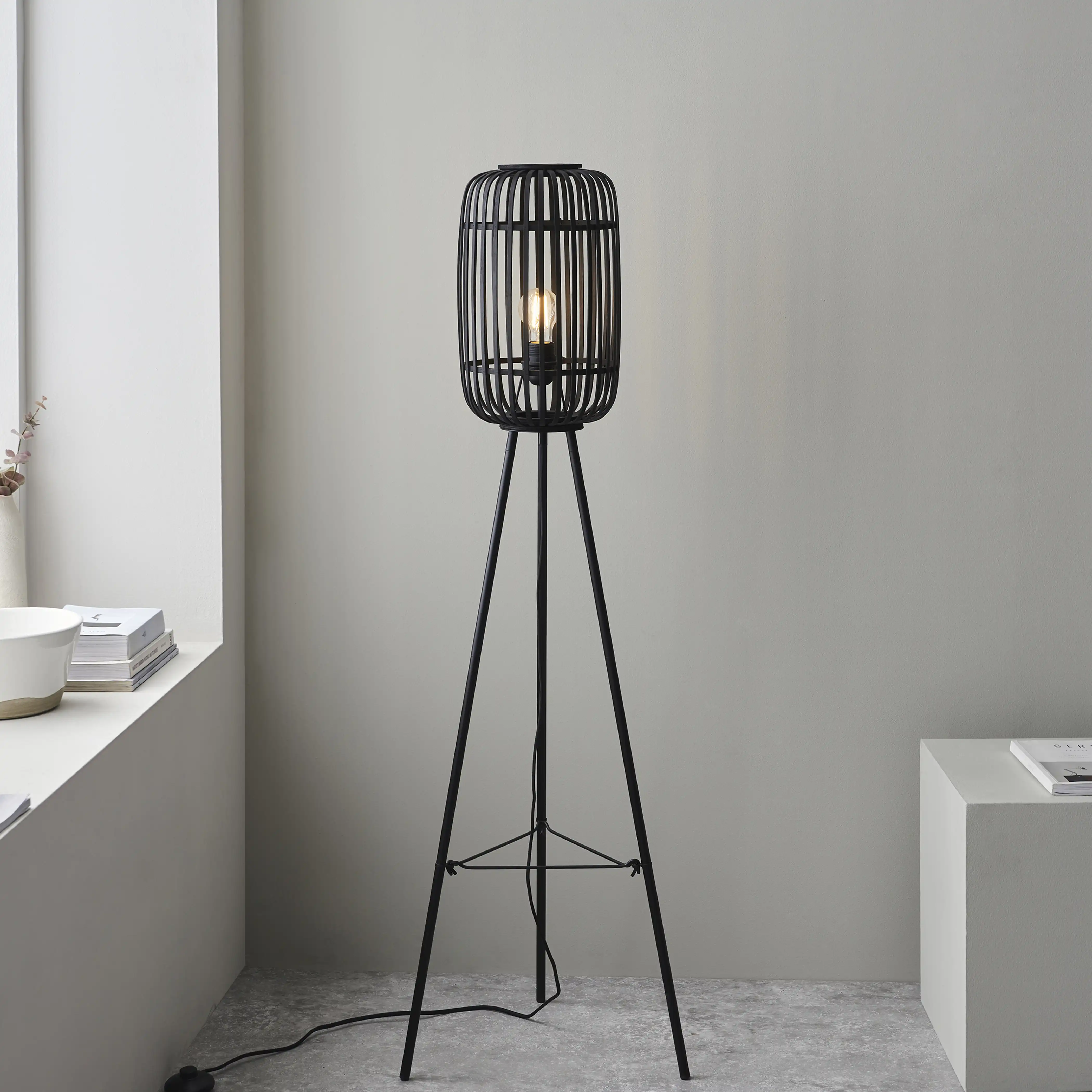 Mathias Tripod Floor Lamp | Black Bamboo - Image 2