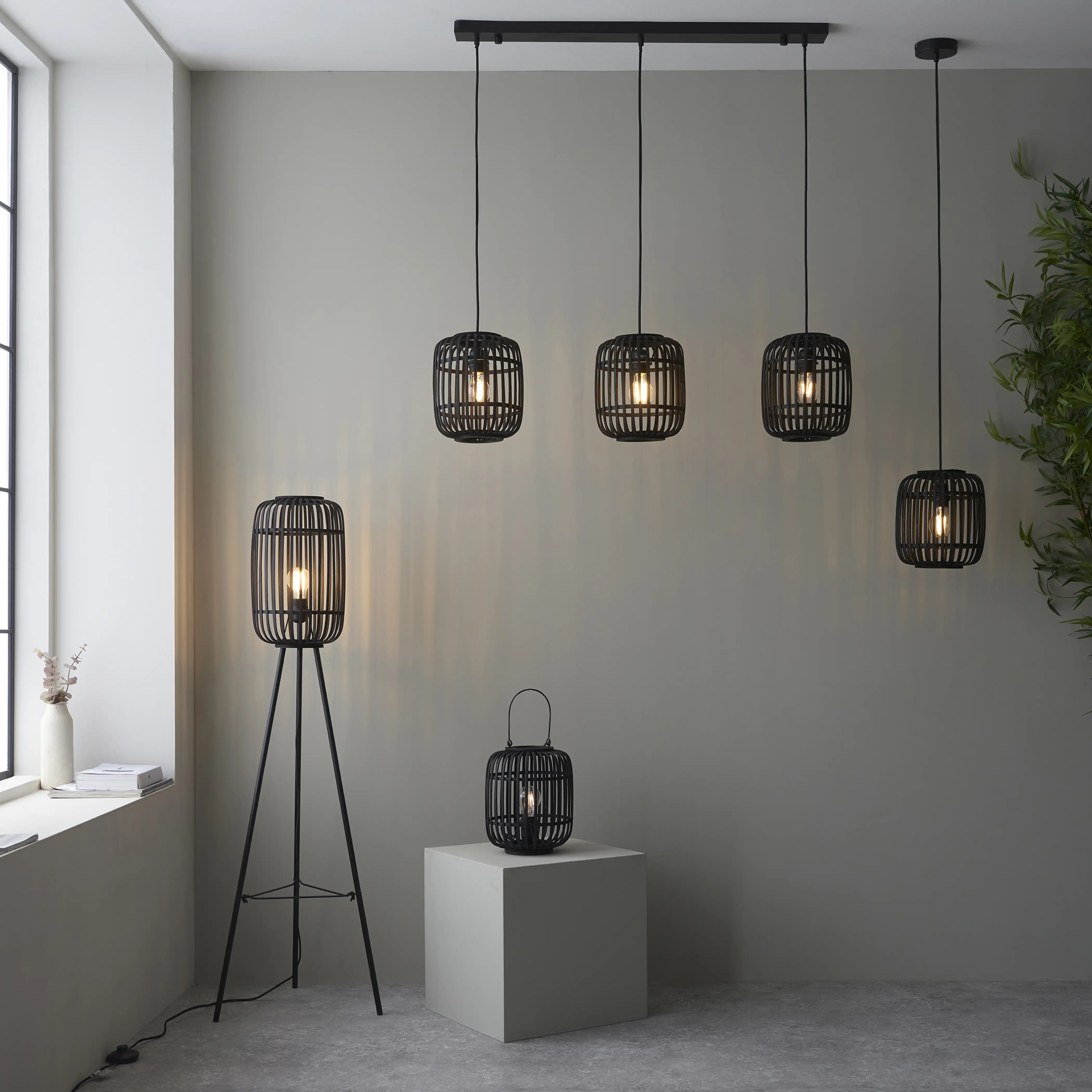 Mathias Tripod Floor Lamp | Black Bamboo - Image 3