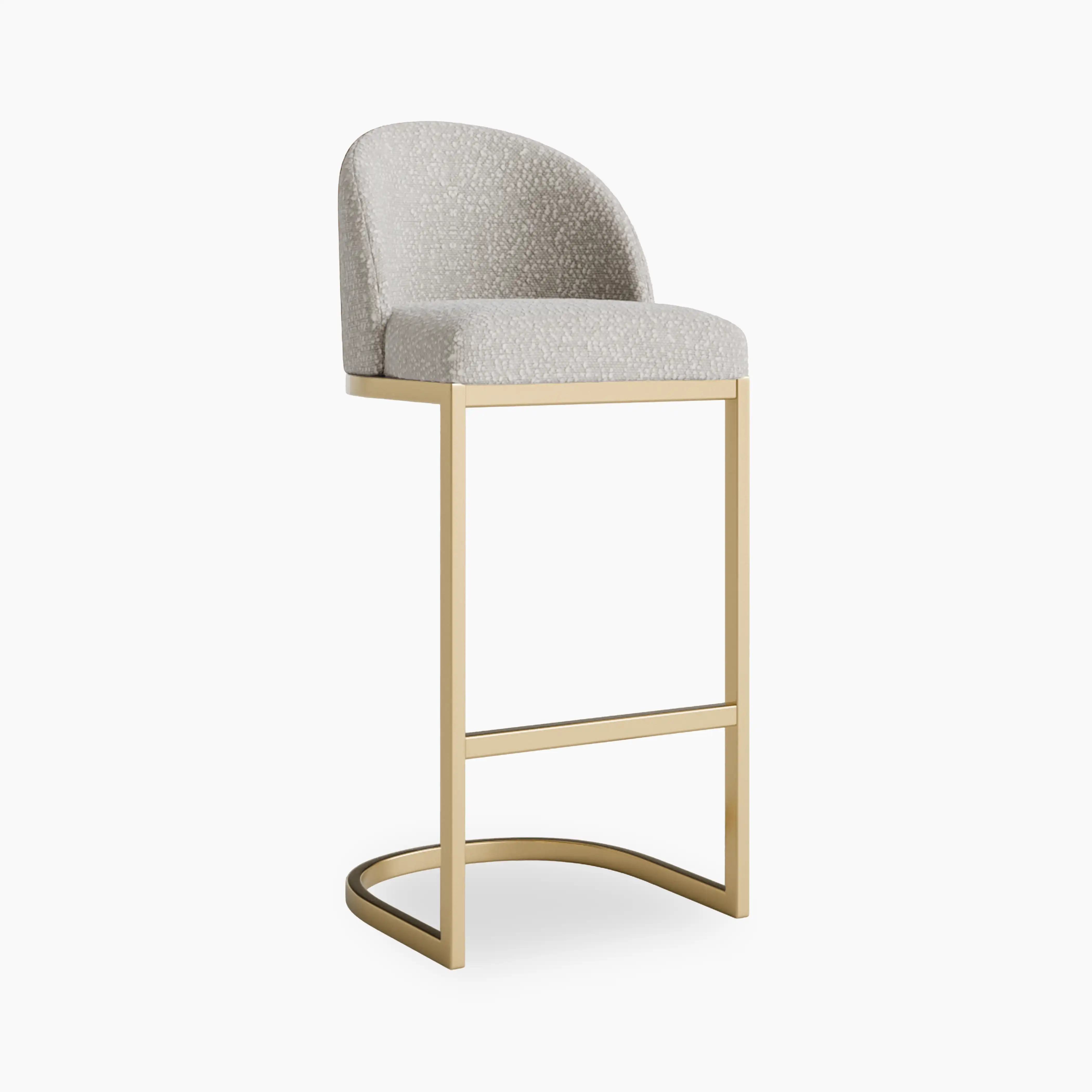 Matteo Bar Stool with Backrest | Speckled Stone Sustainable Boucle - Image 2