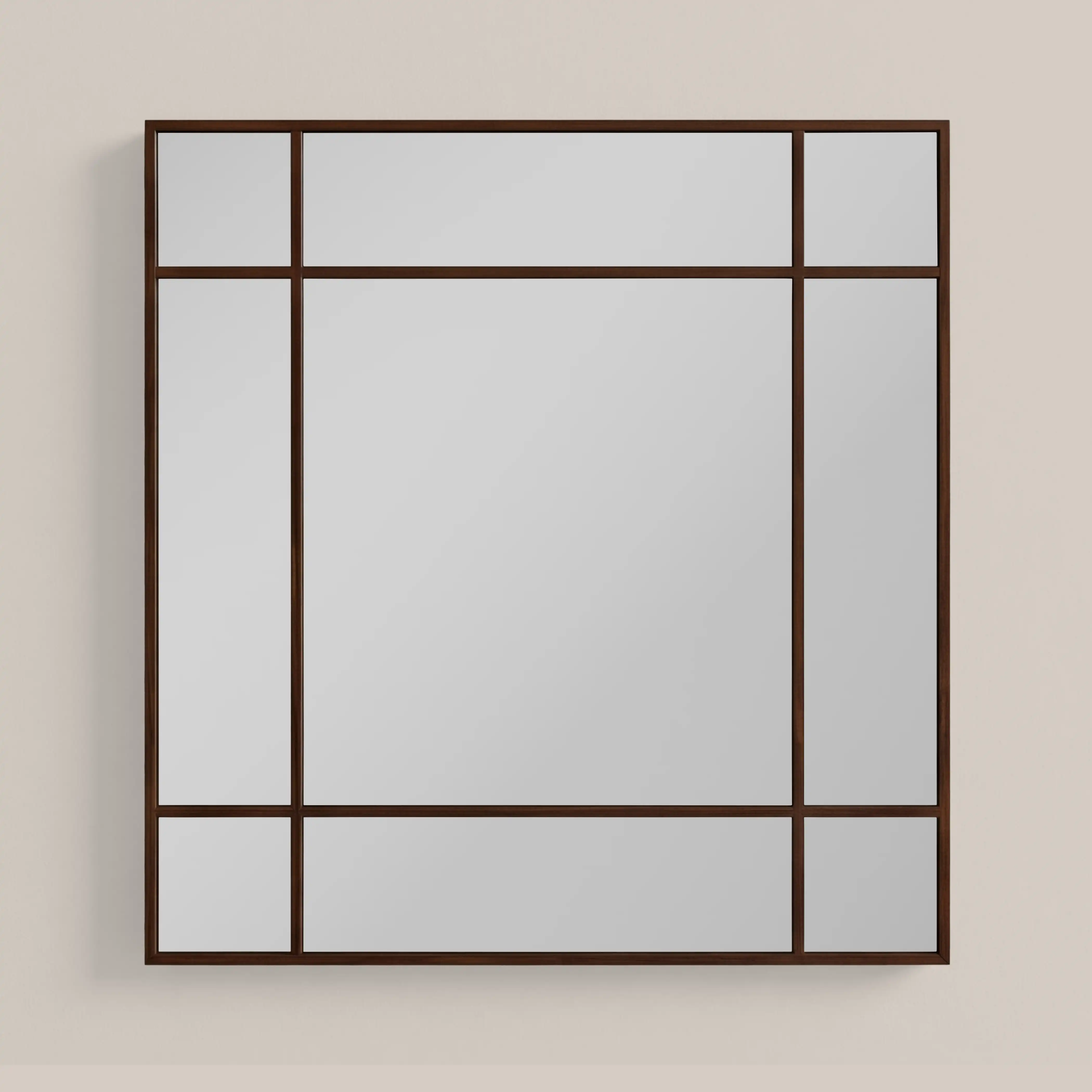 Maven Square Wall Mirror, 100 cm | Walnut - Image 2