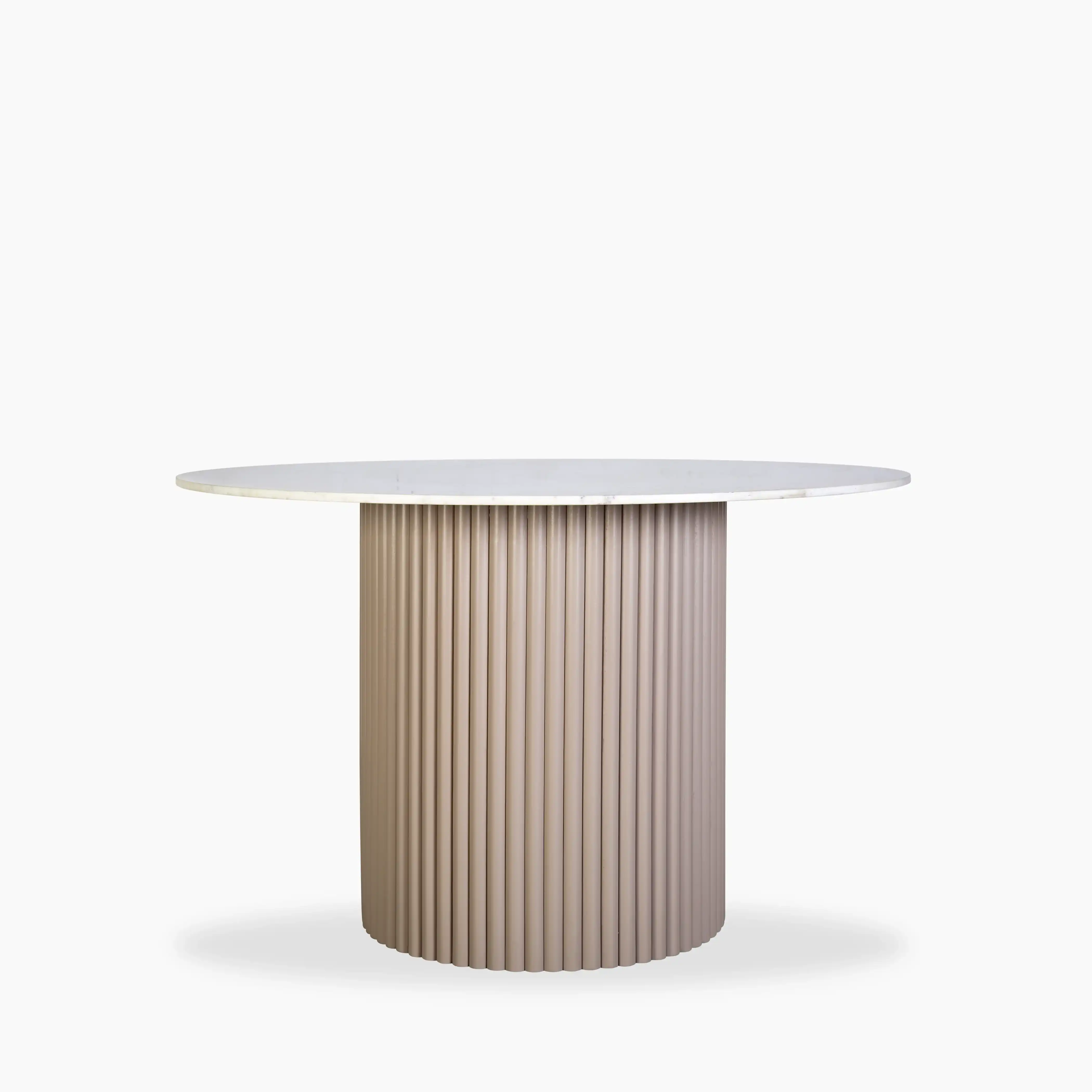 Medby 4 Seat Round Dining Table | White Marble & Taupe - Image 3