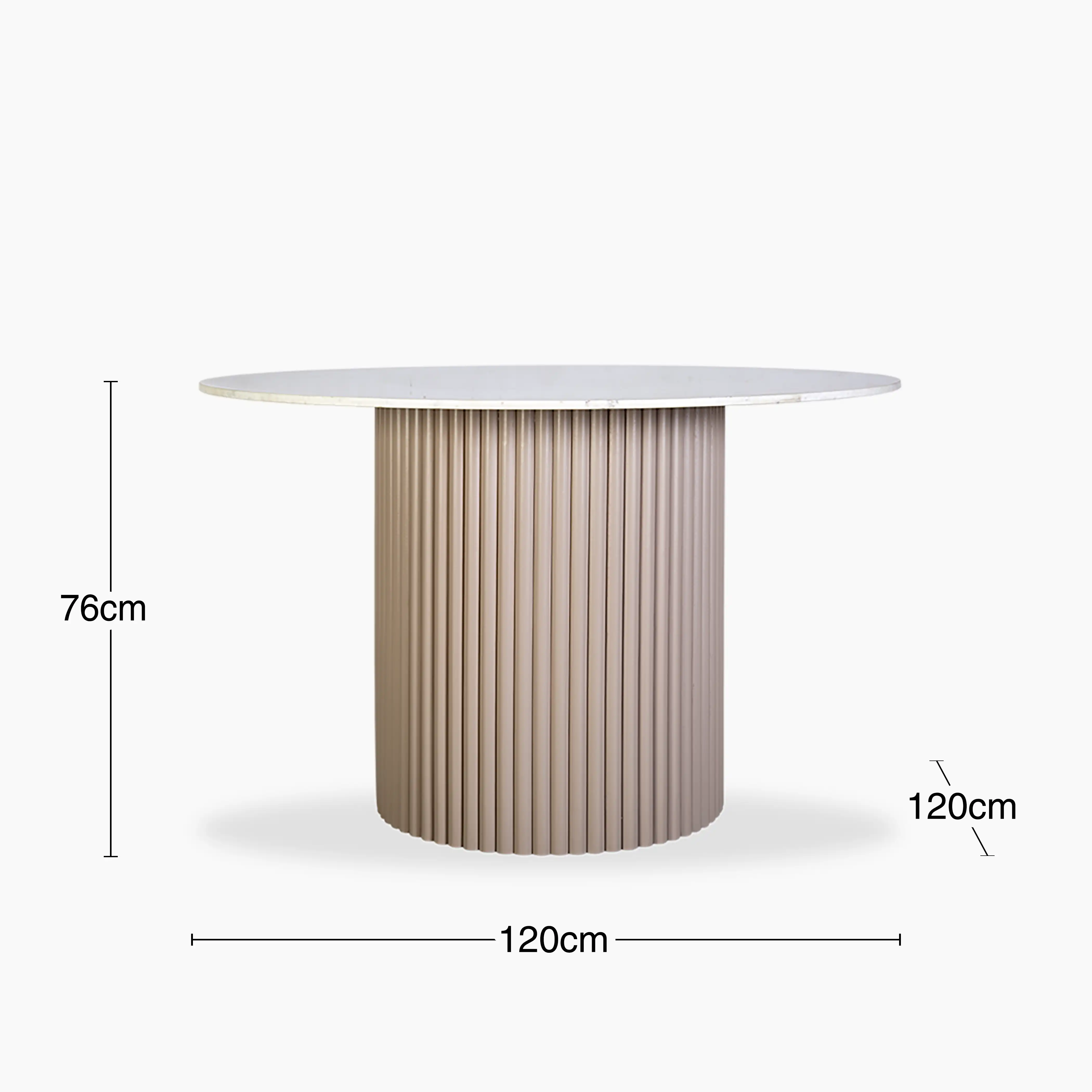 Medby 4 Seat Round Dining Table | White Marble & Taupe - Image 5