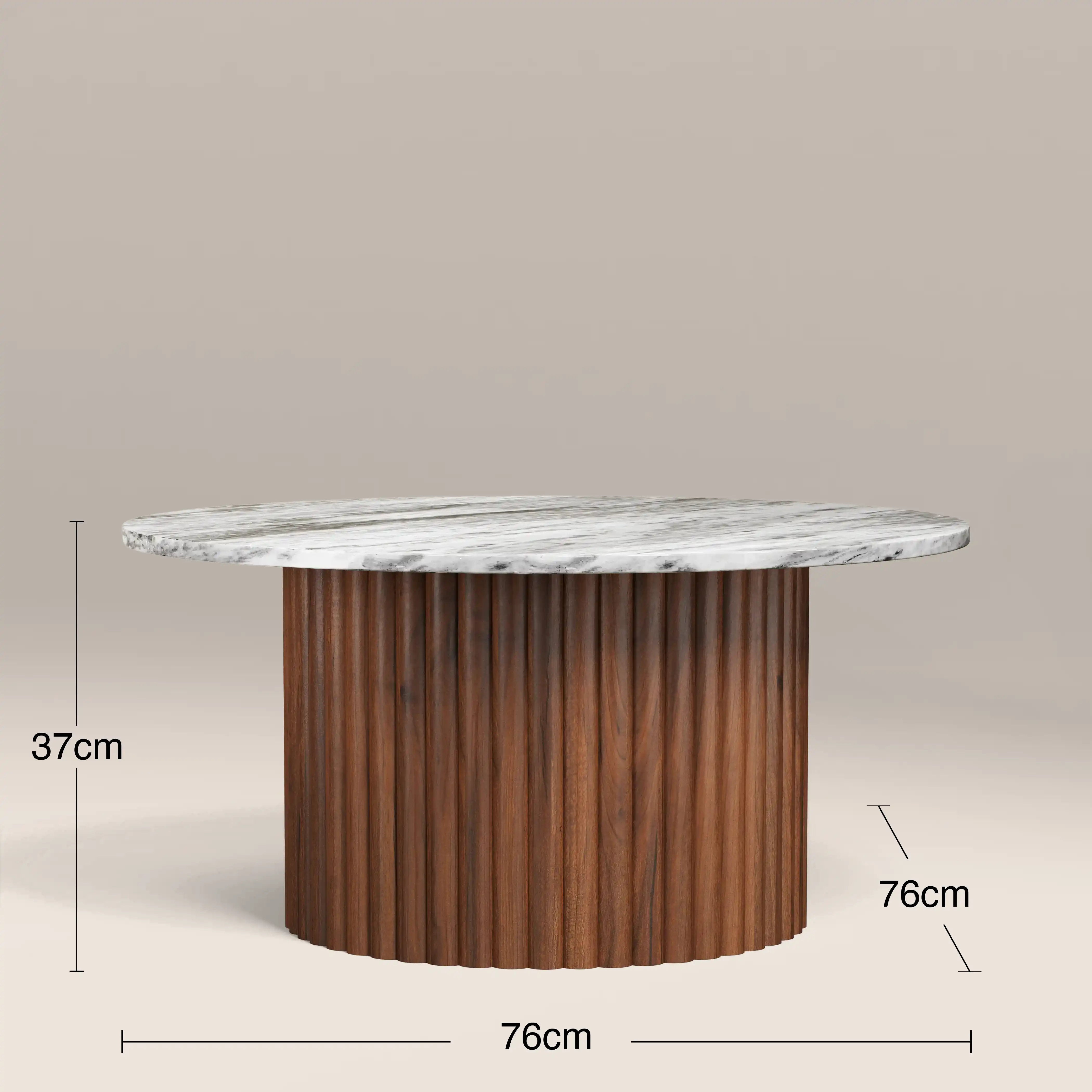 Medby Round Coffee Table | Grey Marble & Walnut - Image 3
