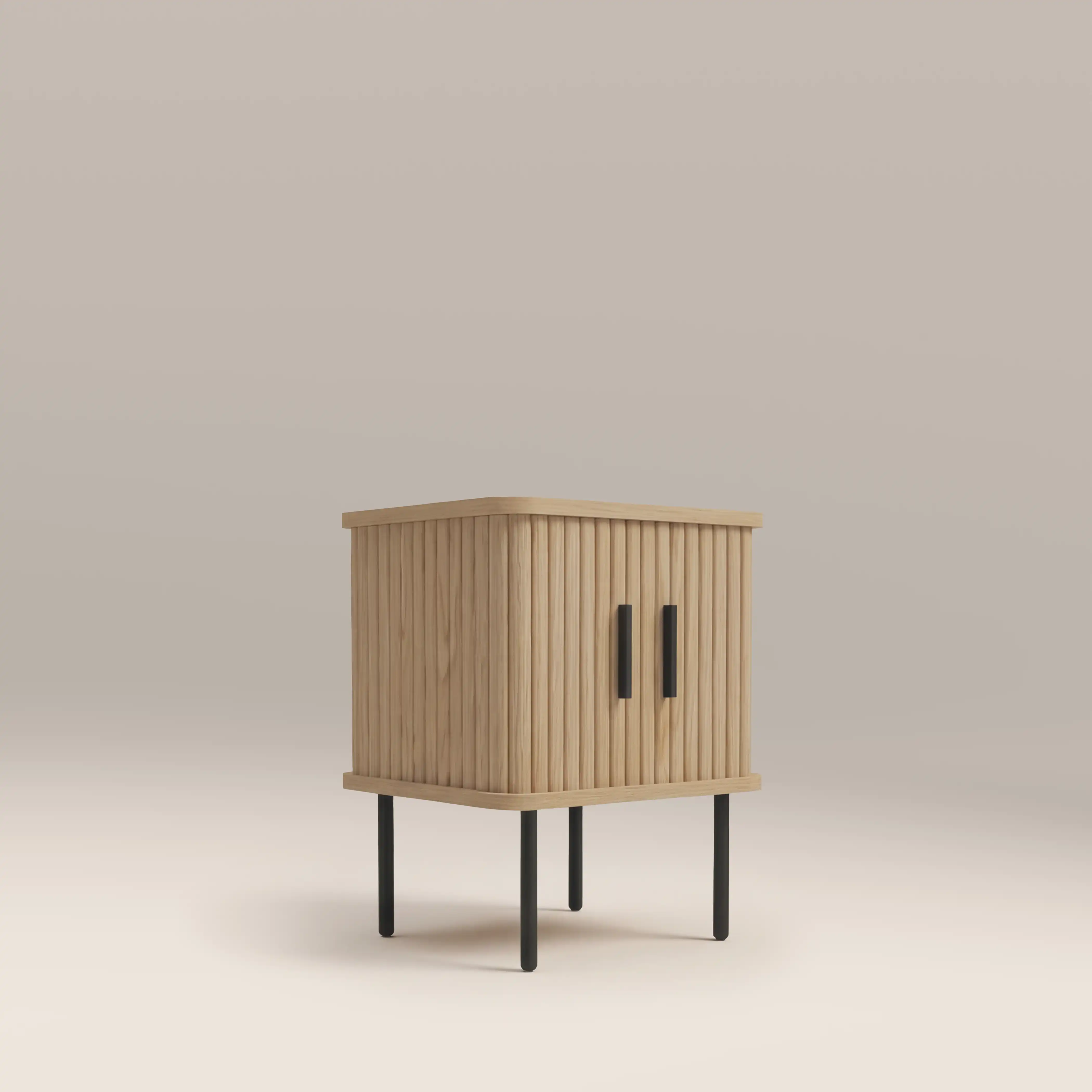 Mika Square Wooden 1 Drawer Bedside Table | Oak & Black - Image 3