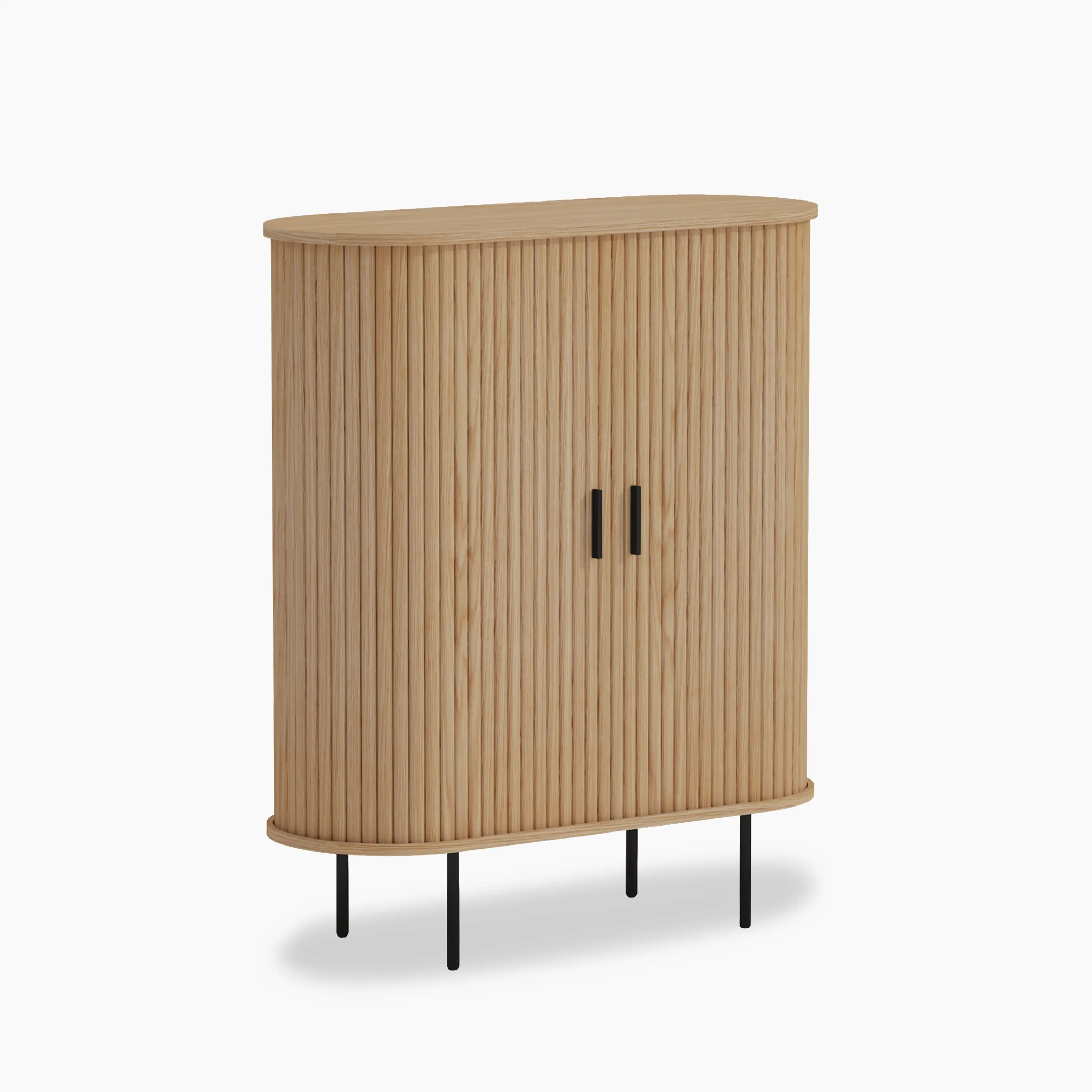 Mika Tall Wooden Sideboard | Oak & Black - Image 3