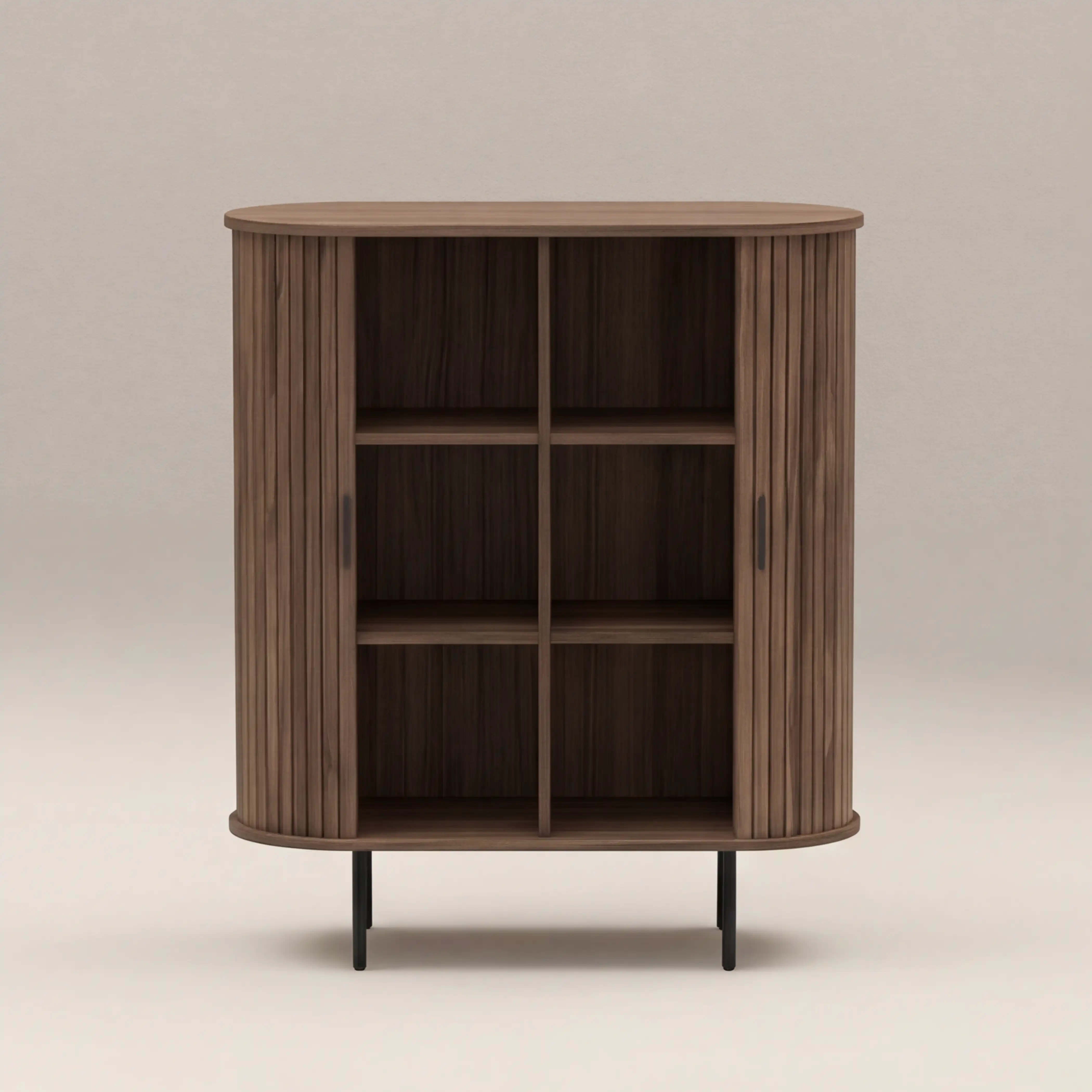 Mika Tall Wooden Sideboard | Walnut & Black - Image 3