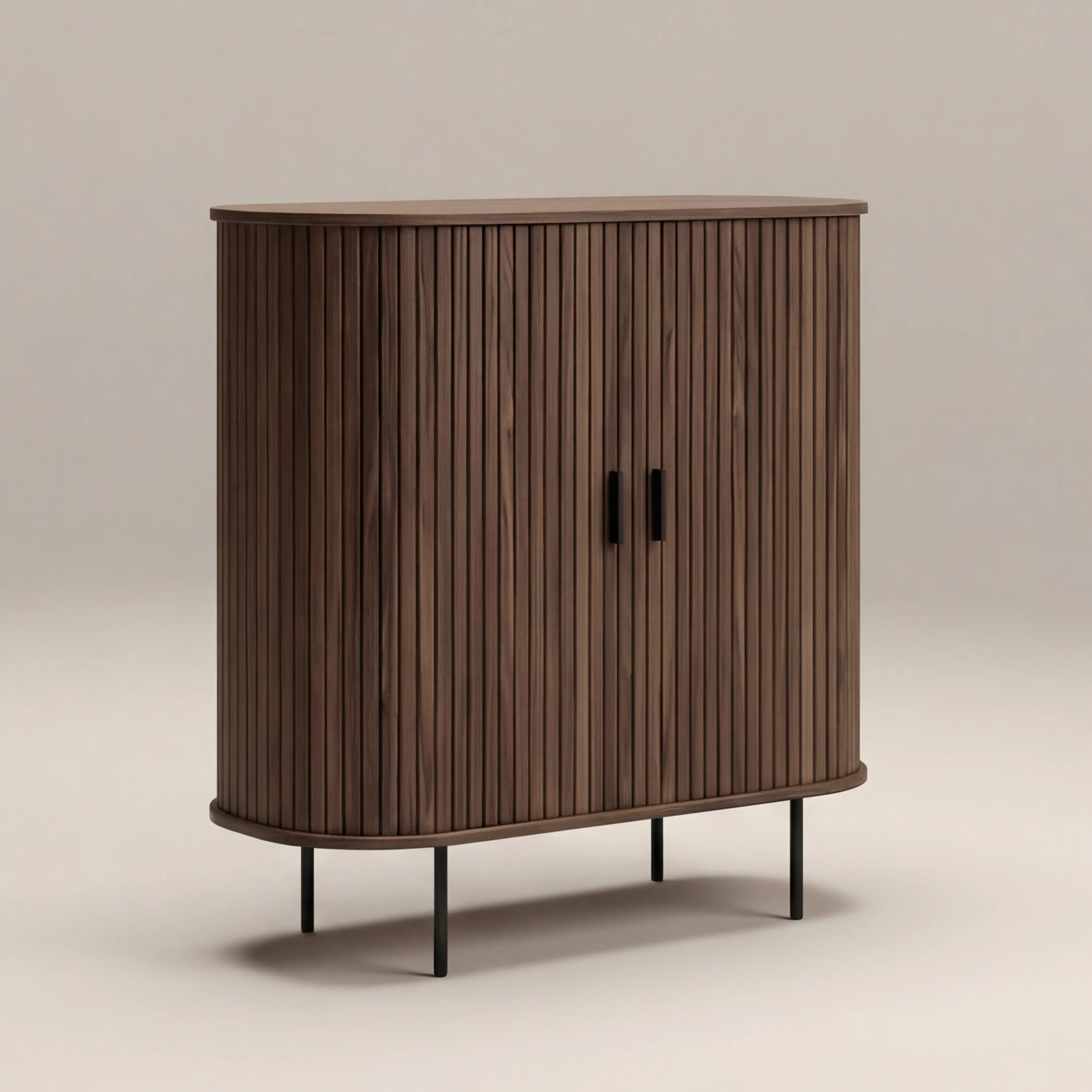 Mika Tall Wooden Sideboard | Walnut & Black - Image 4
