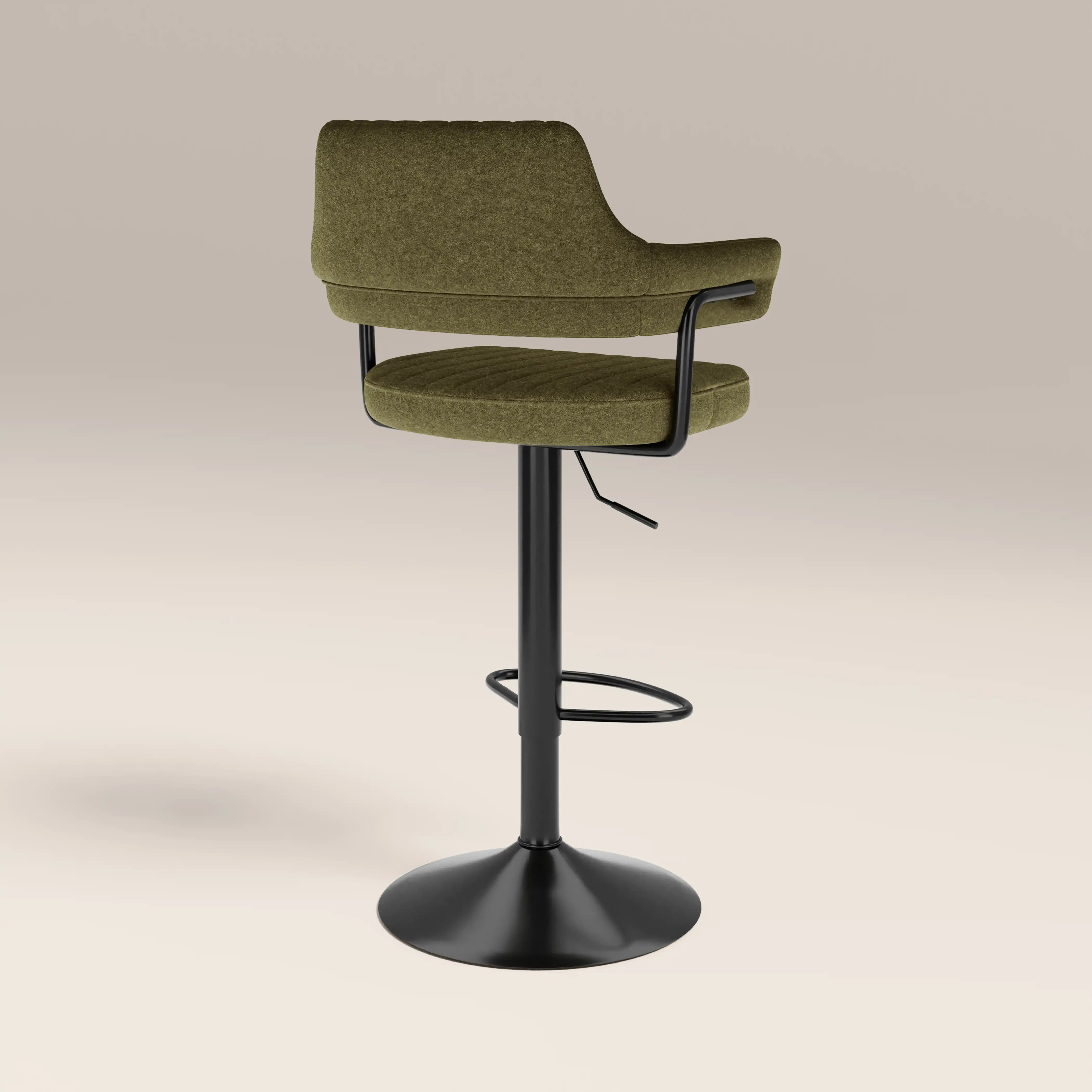 Mindy Adjustable Stool | Moss Green Sustainable Mohair Velvet & Black - Image 5
