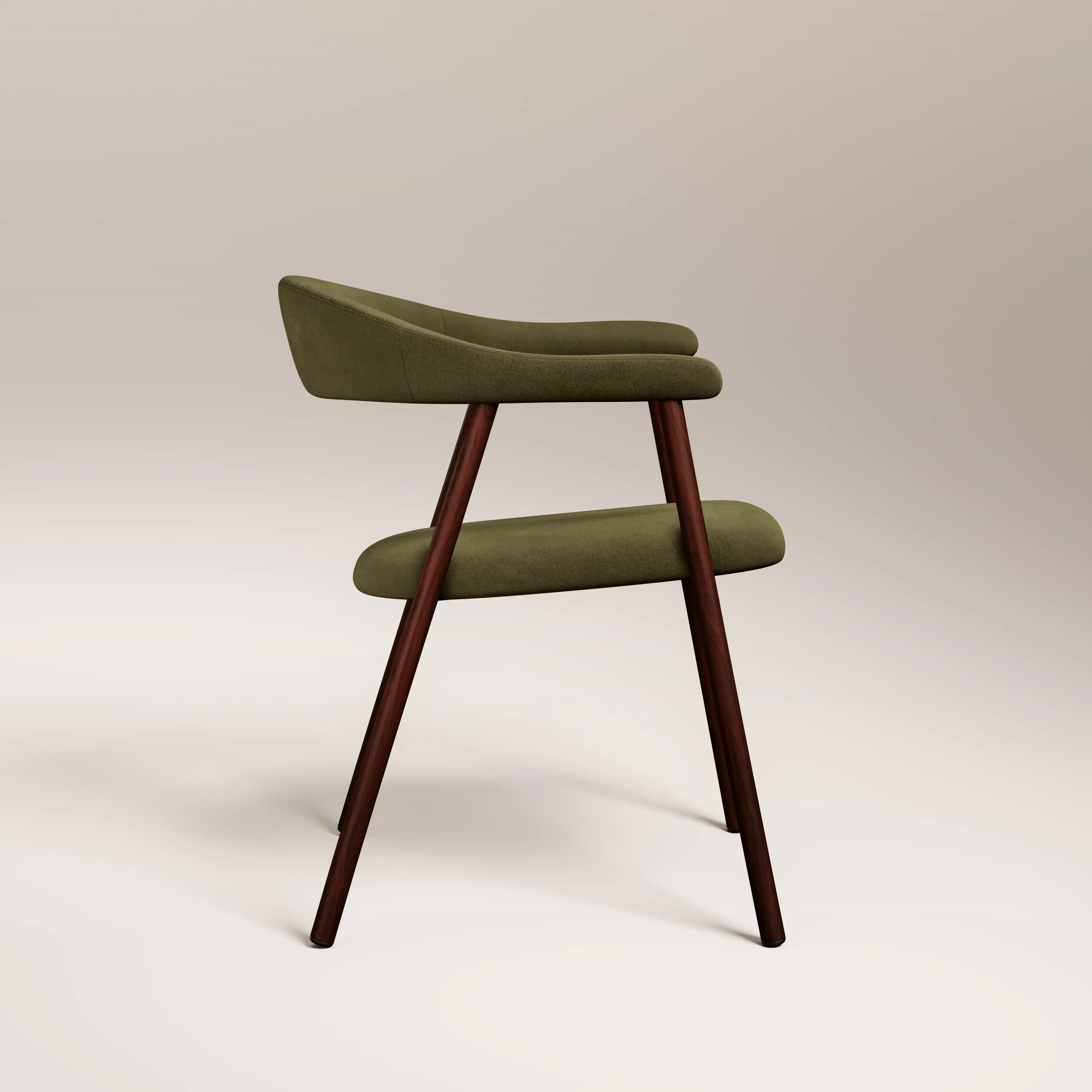 Monroe Carver Dining Chair | Moss Green Sustainable Mohair Velvet & Walnut - Image 4