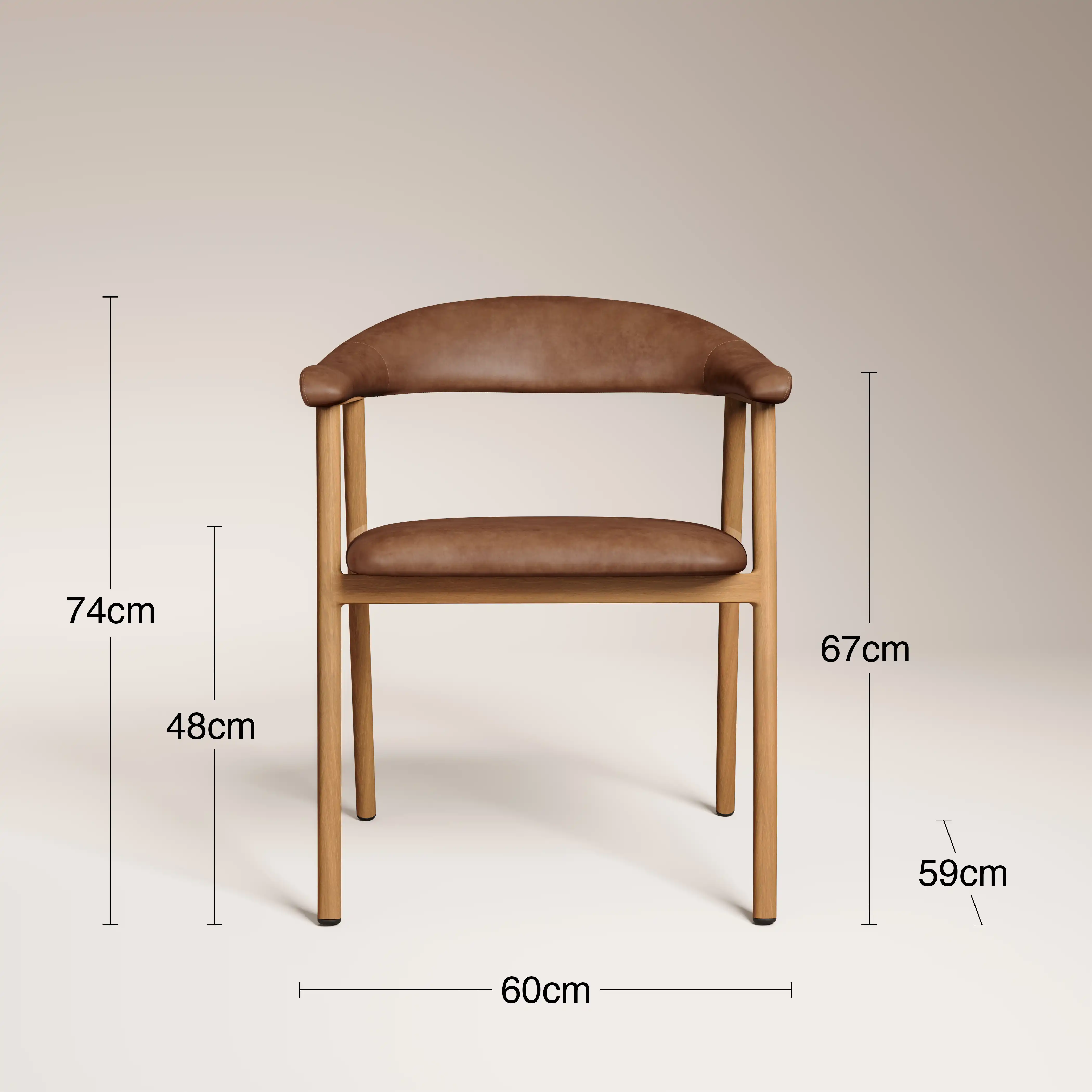 Monroe Carver Dining Chair | Vintage Tan Faux Leather & Oak - Image 7