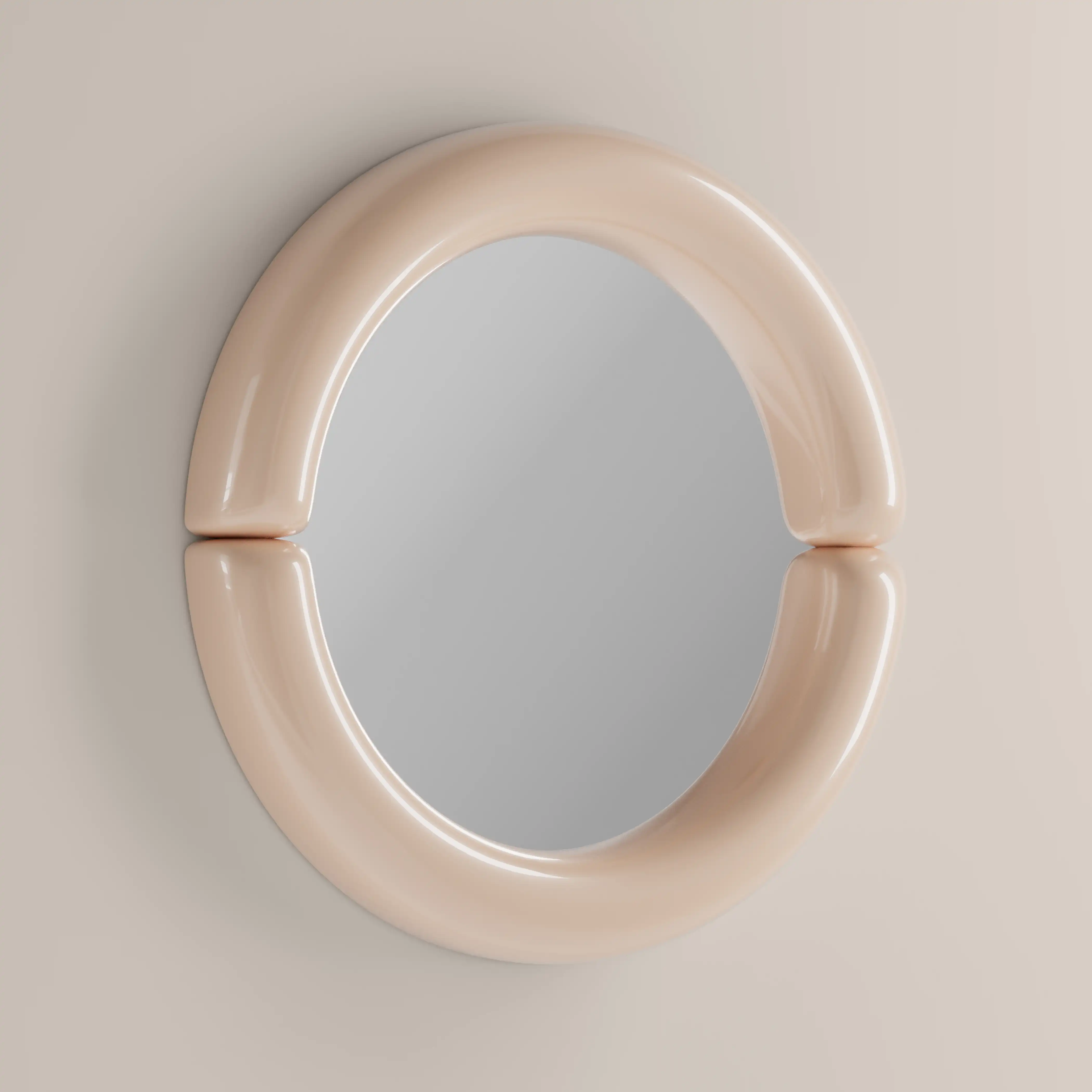 Morris Round Wall Mirror, 80 cm |  High Gloss Nude - Image 3
