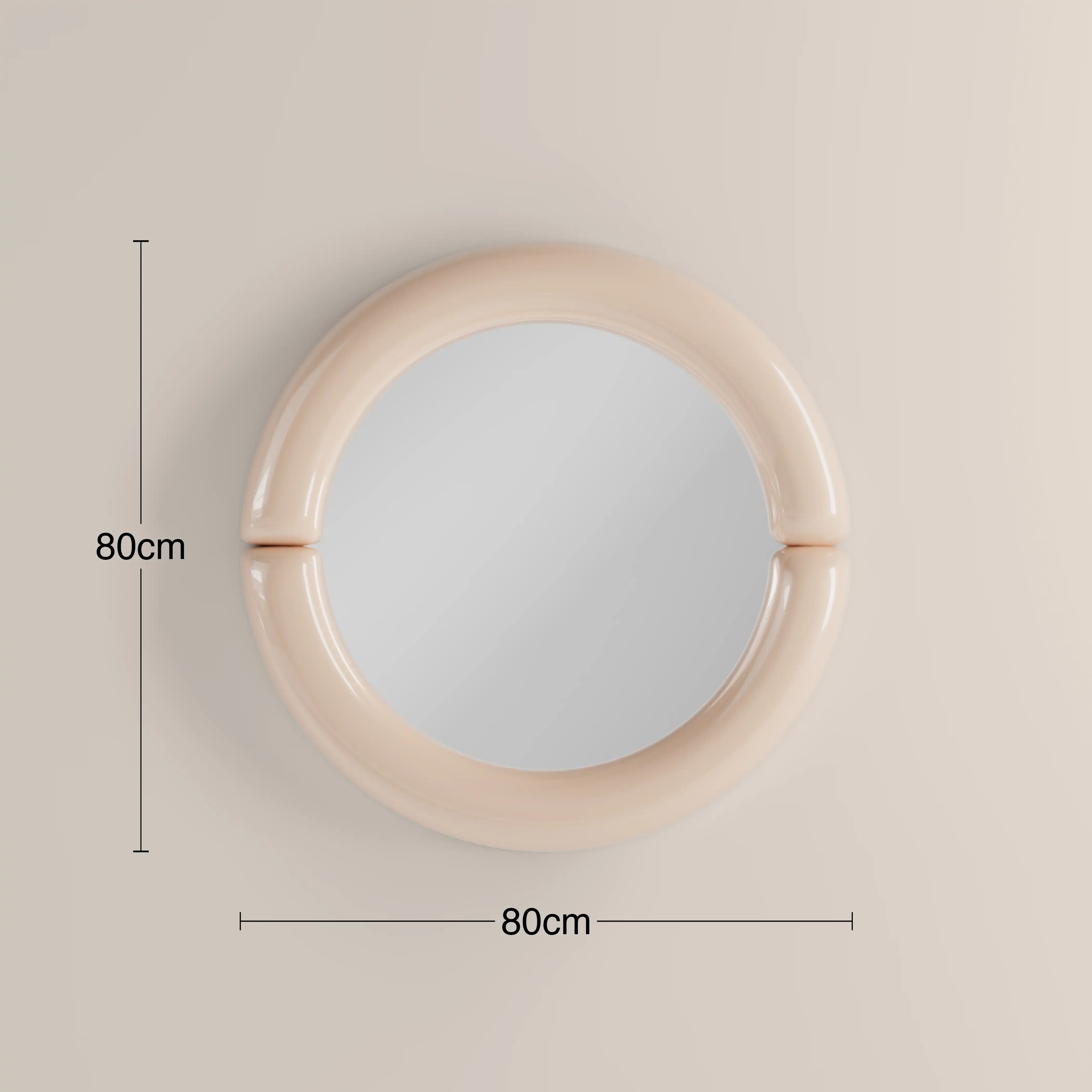Morris Round Wall Mirror, 80 cm |  High Gloss Nude - Image 4