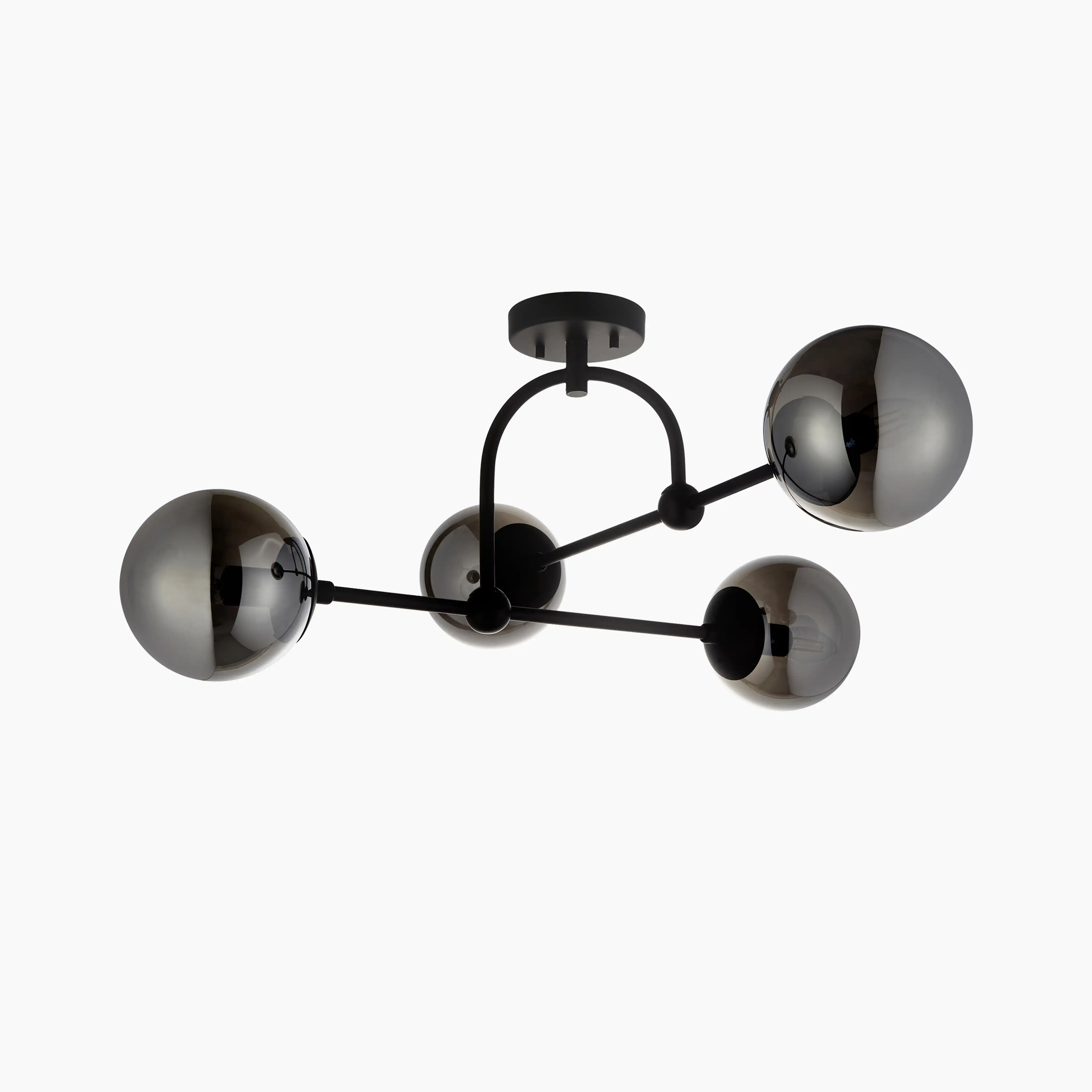 Niamh 4 Light Flush Ceiling Light | Smokey Grey & Black