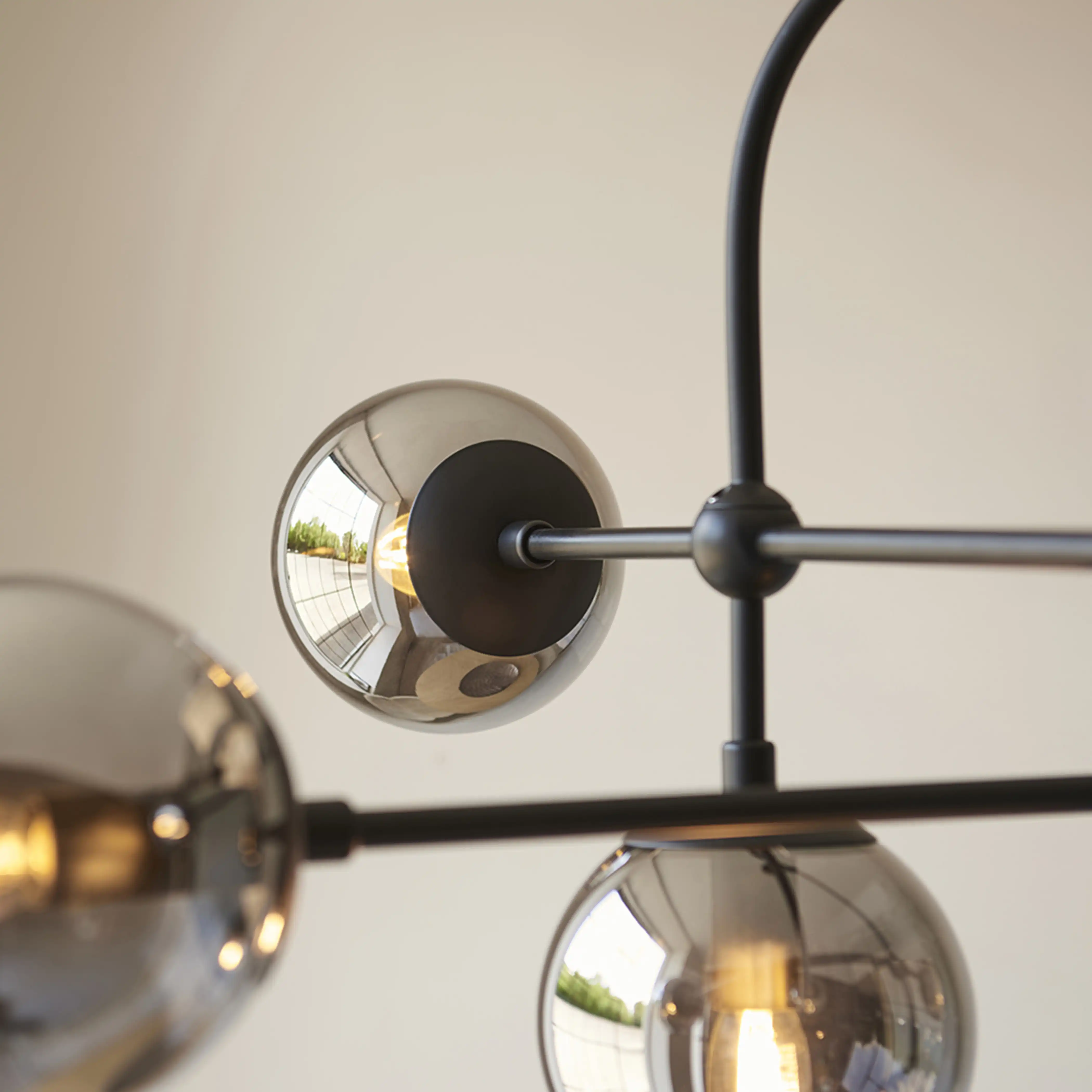 Niamh 6 Light Pendant Light | Smokey Grey & Black - Image 6