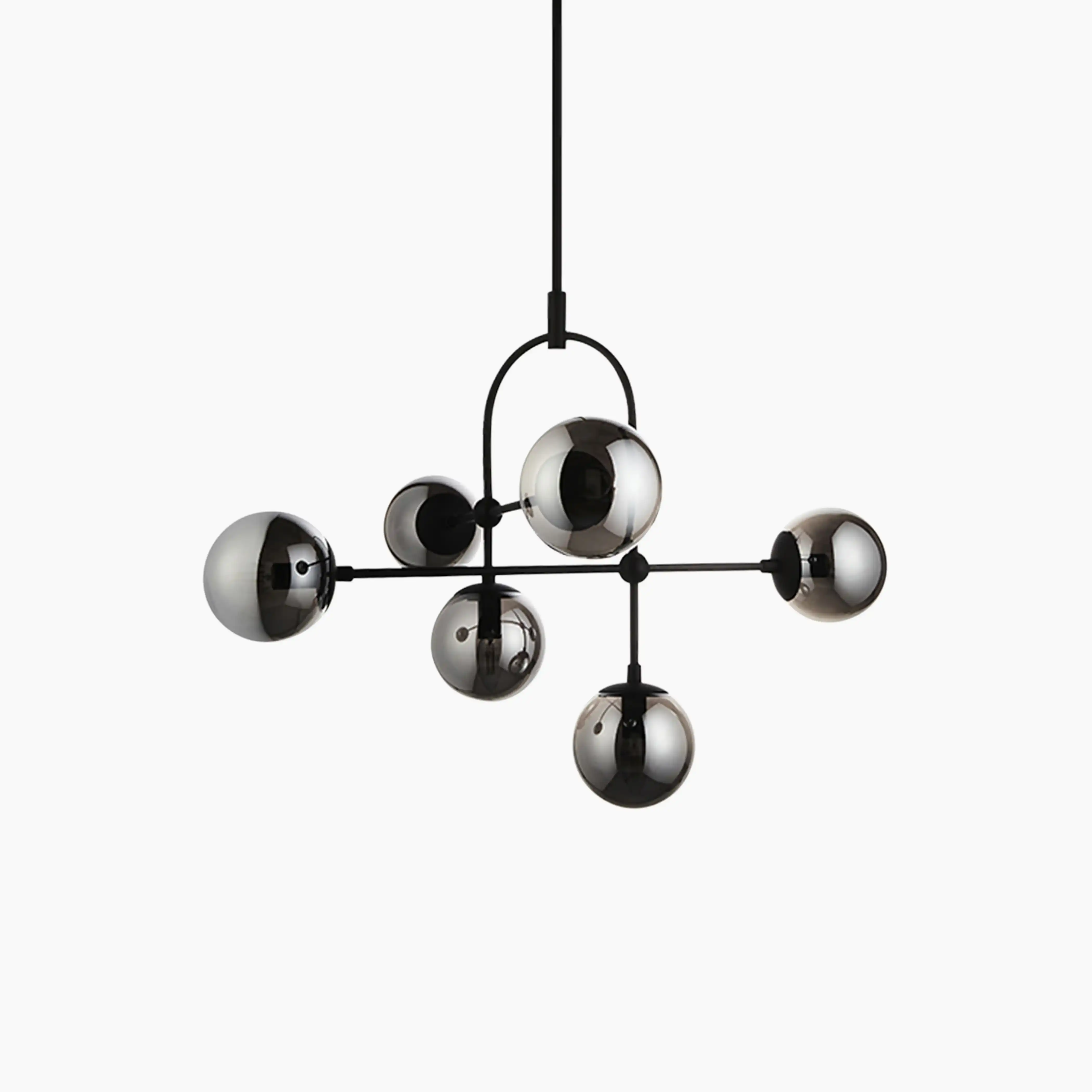 Niamh 6 Light Pendant Light | Smokey Grey & Black - Image 8