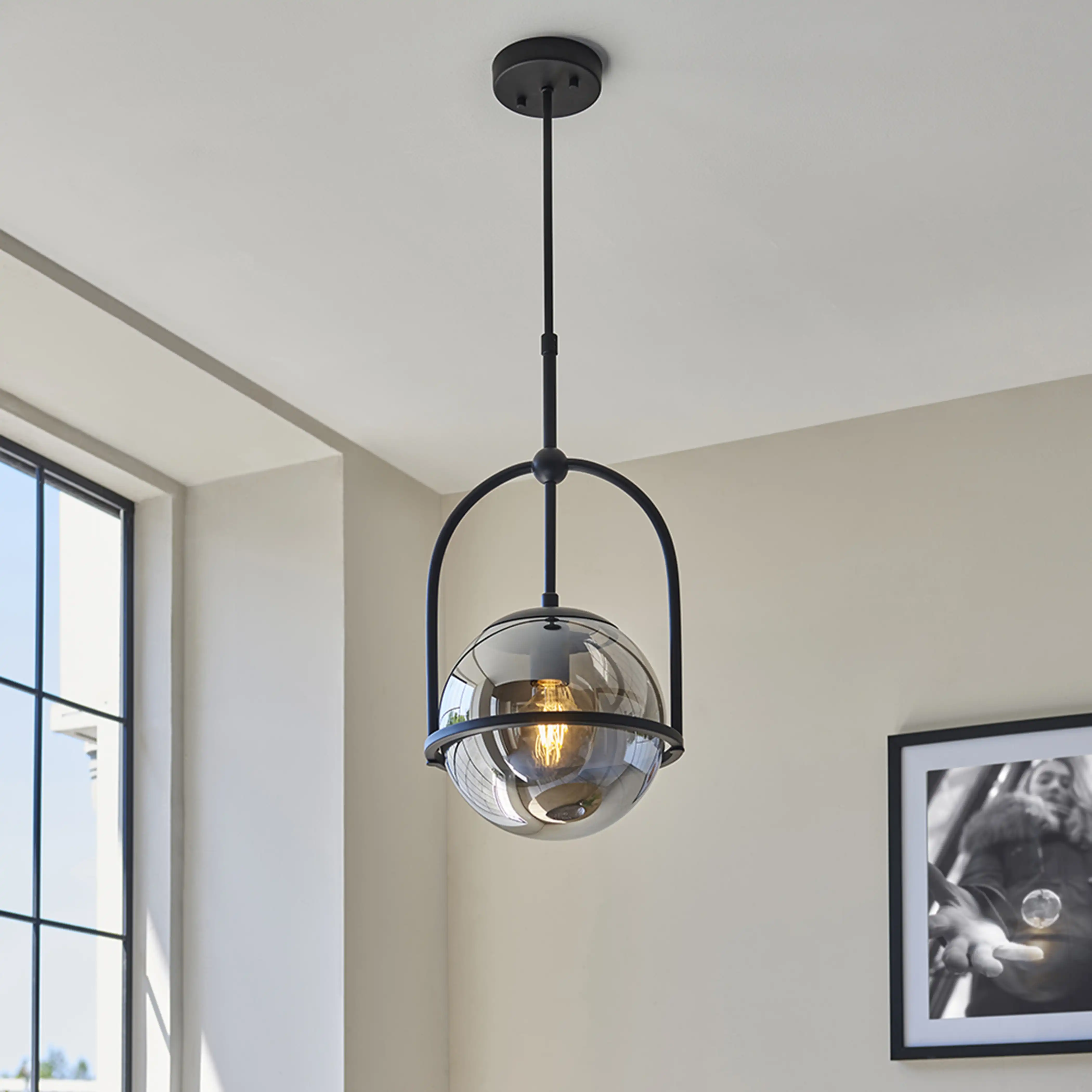 Niamh Pendant Light | Smokey Grey & Black - Image 5