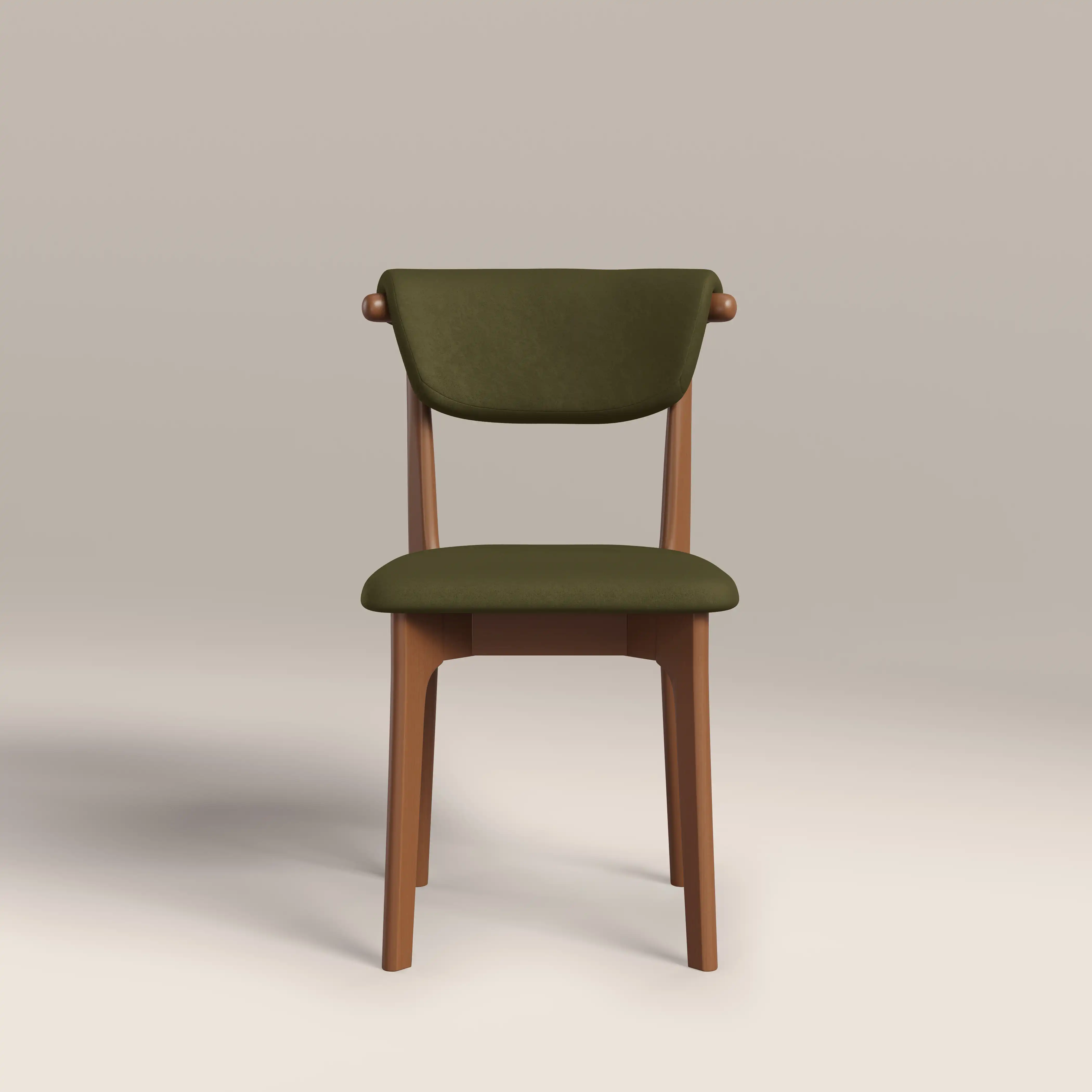 Nobu Dining Chair | Moss Green Sustainable Mohair Velvet & Walnut - Image 2