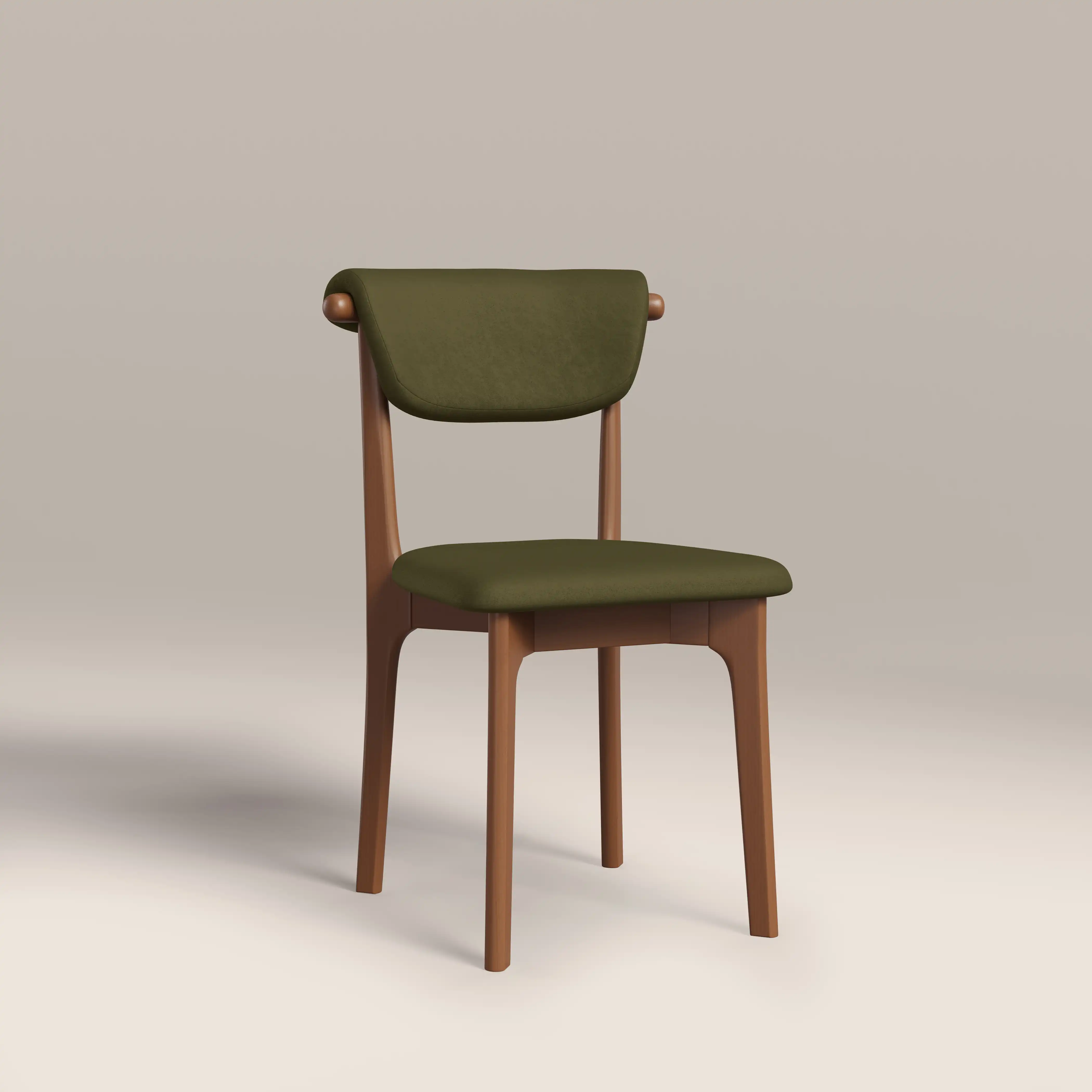 Nobu Dining Chair | Moss Green Sustainable Mohair Velvet & Walnut - Image 4