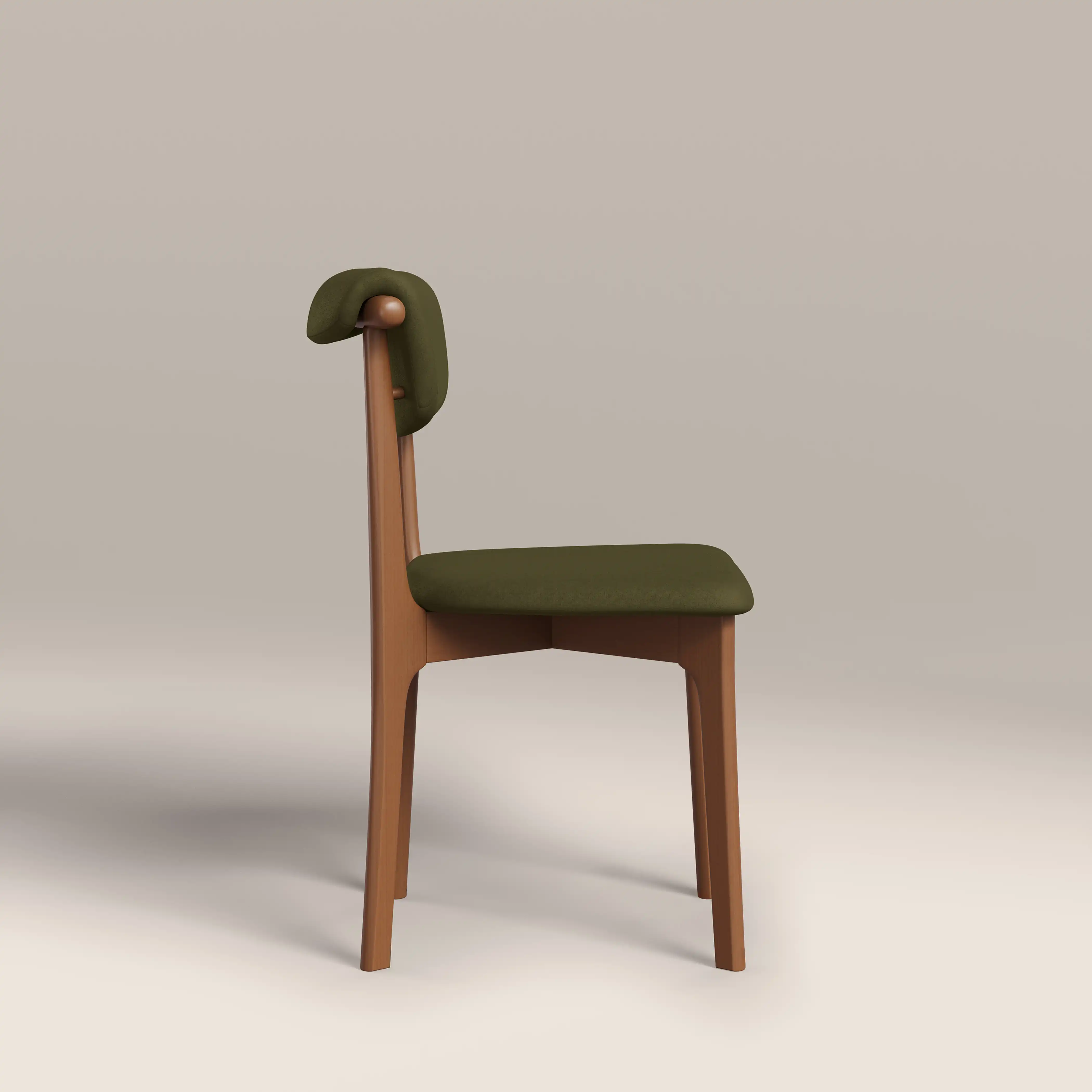 Nobu Dining Chair | Moss Green Sustainable Mohair Velvet & Walnut - Image 5