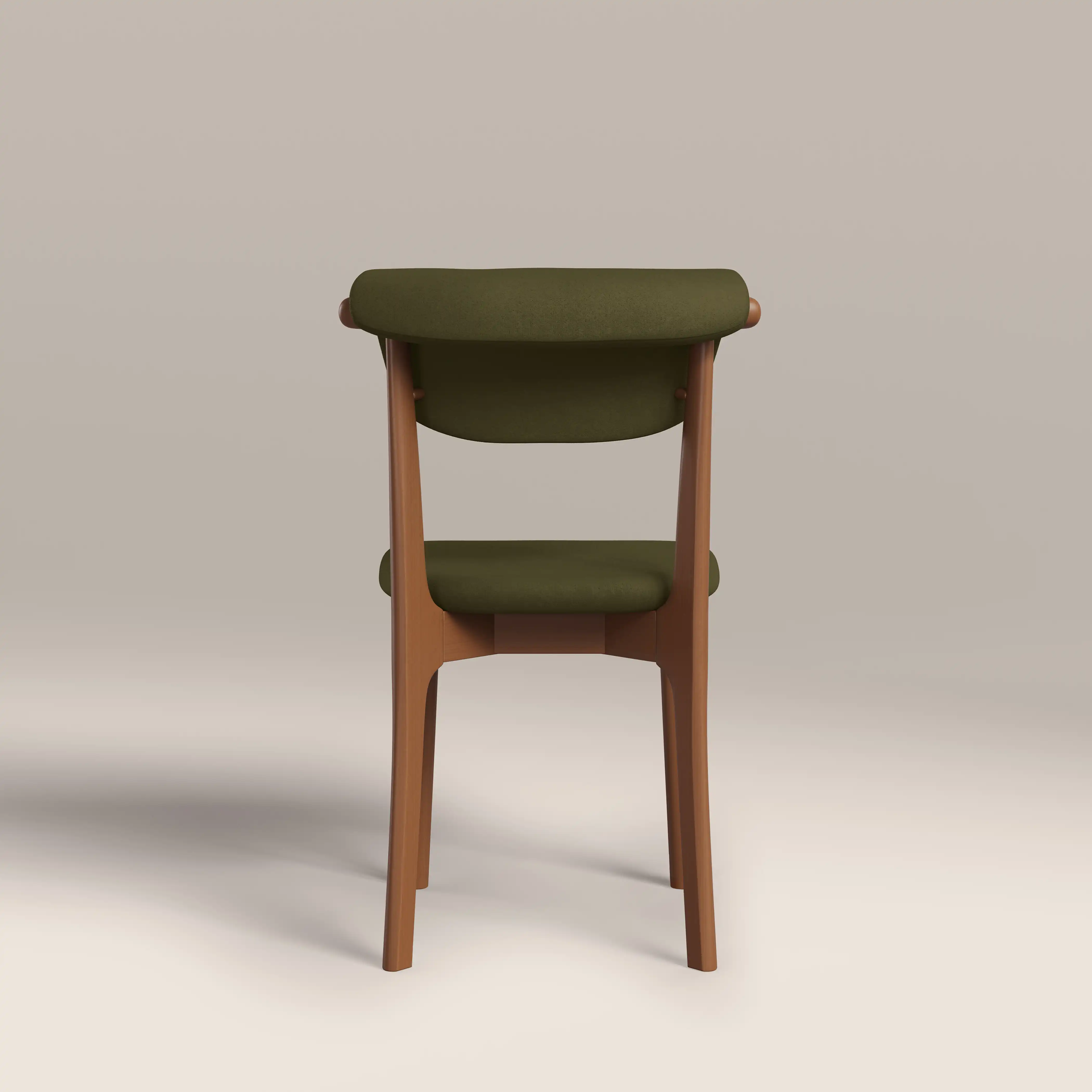 Nobu Dining Chair | Moss Green Sustainable Mohair Velvet & Walnut - Image 6