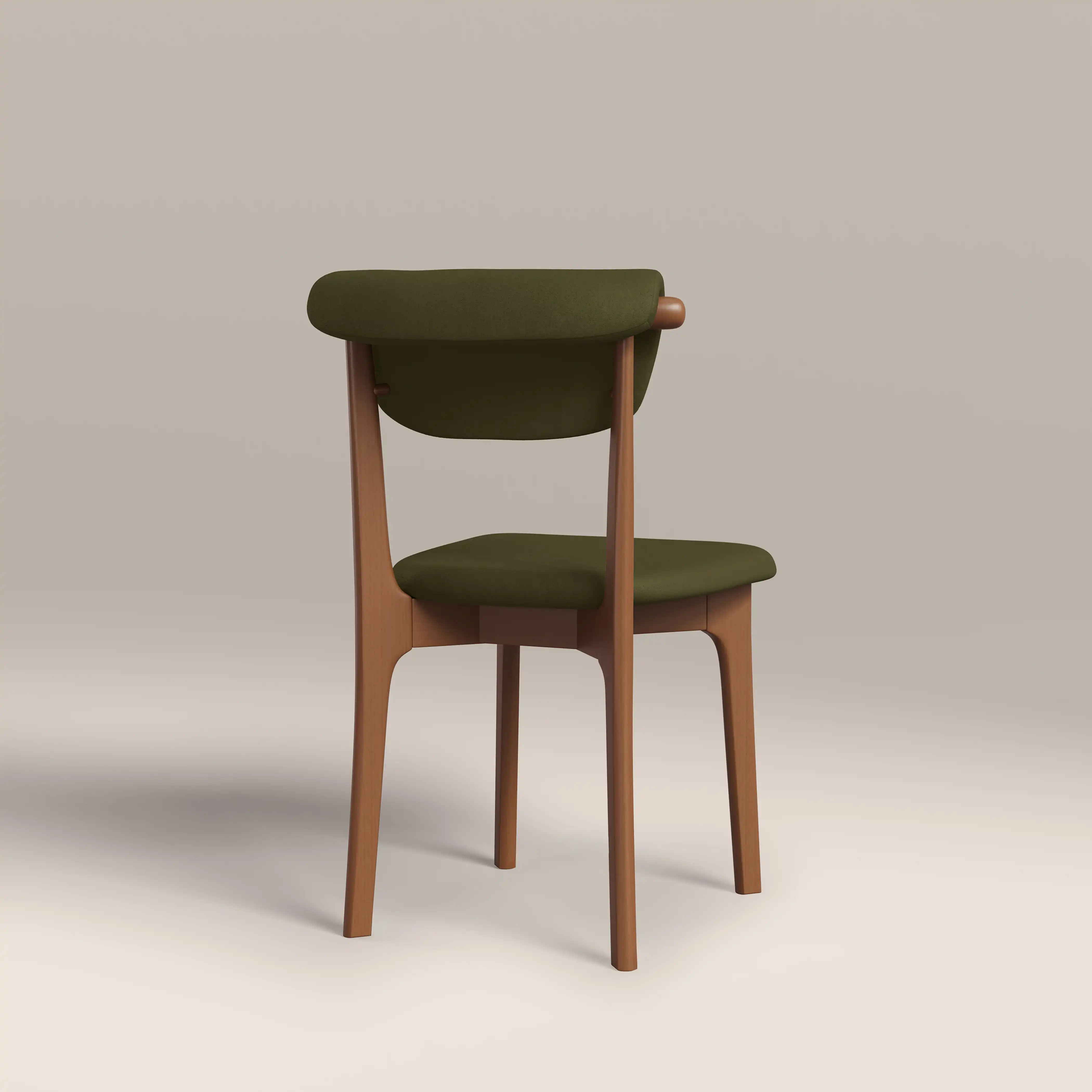 Nobu Dining Chair | Moss Green Sustainable Mohair Velvet & Walnut - Image 7