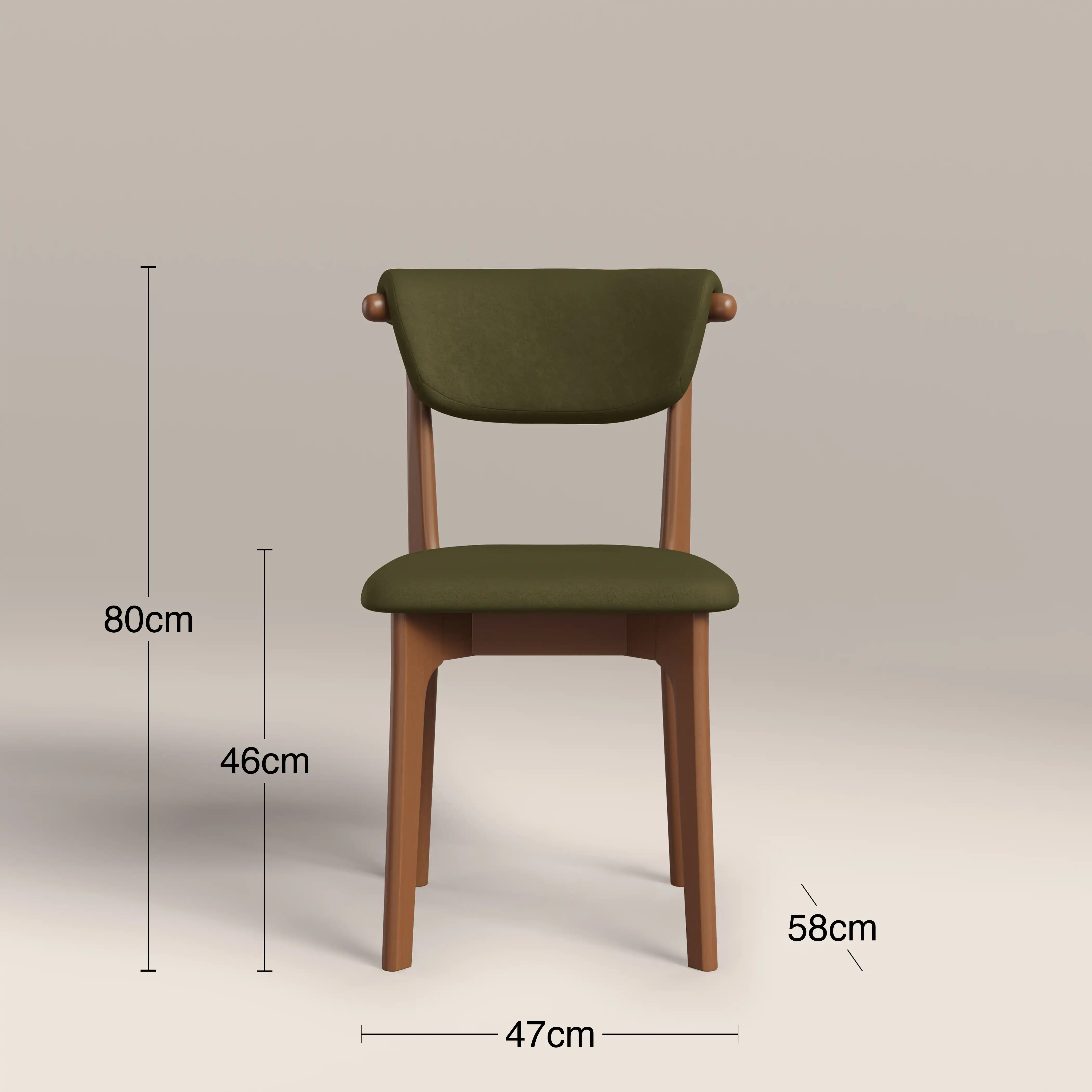 Nobu Dining Chair | Moss Green Sustainable Mohair Velvet & Walnut - Image 8