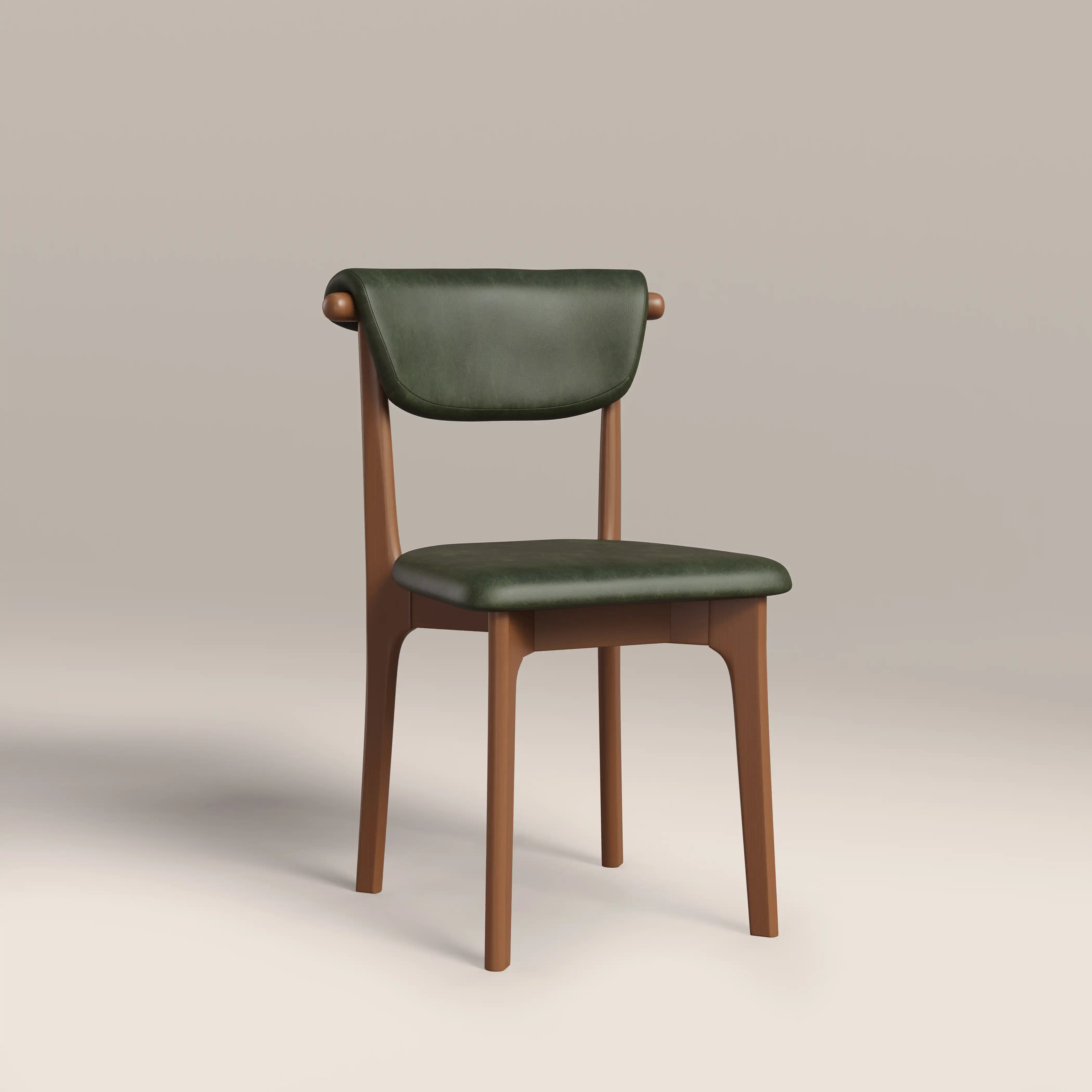 Nobu Dining Chair | Vintage Green Faux Leather & Walnut
