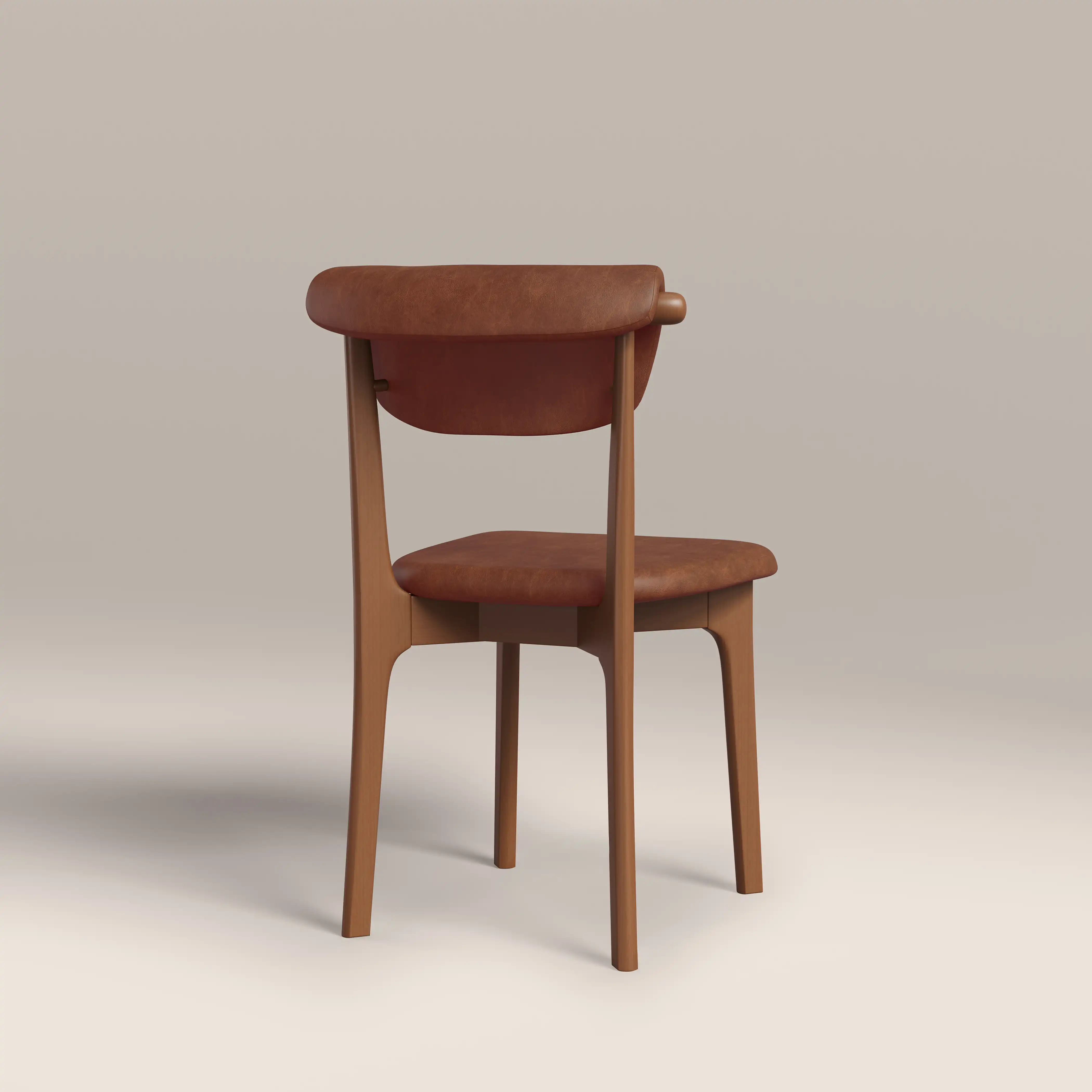 Nobu Dining Chair | Vintage Tan Faux Leather & Walnut - Image 6