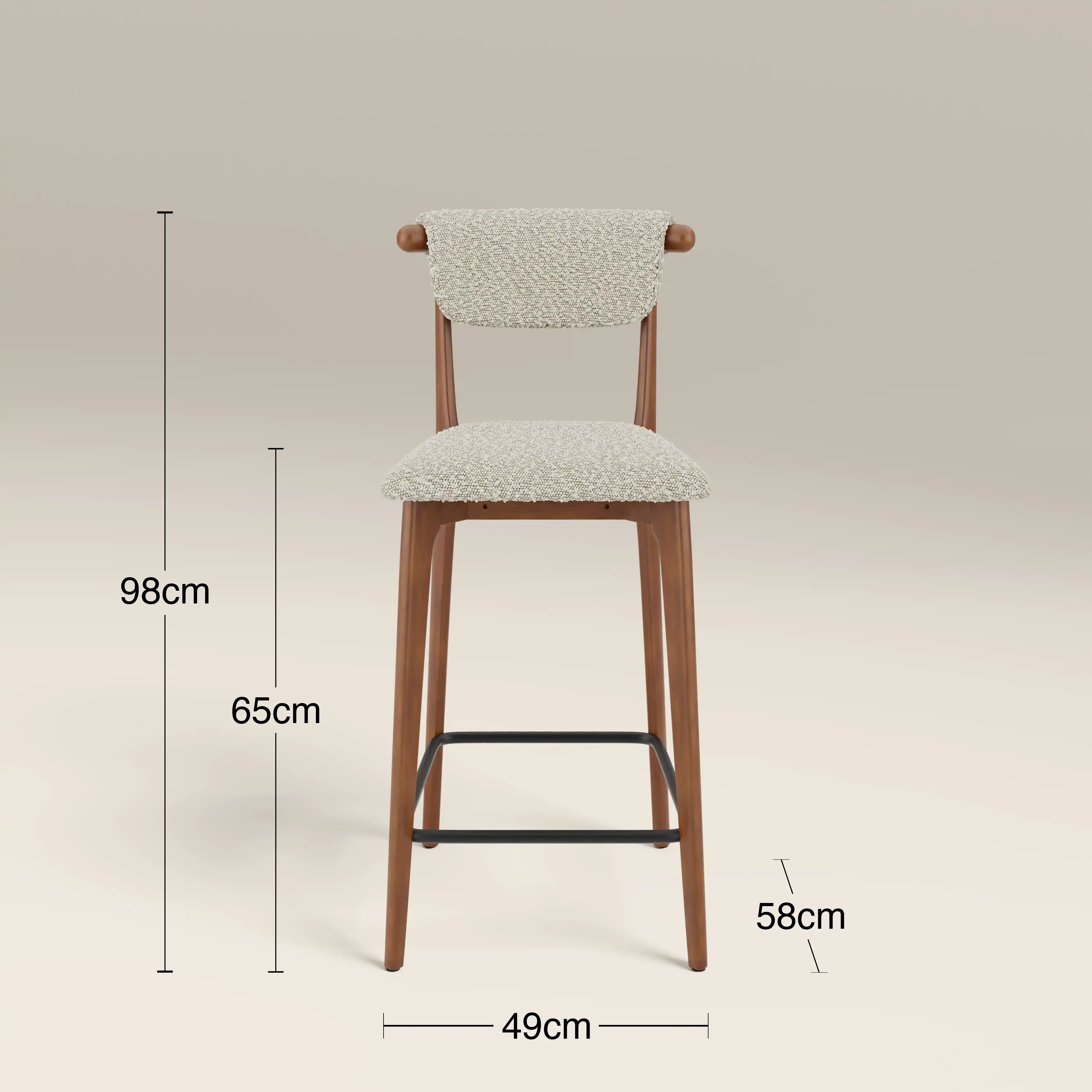 Nobu Kitchen Stool | Speckled Stone Sustainable Boucle & Walnut - Image 7