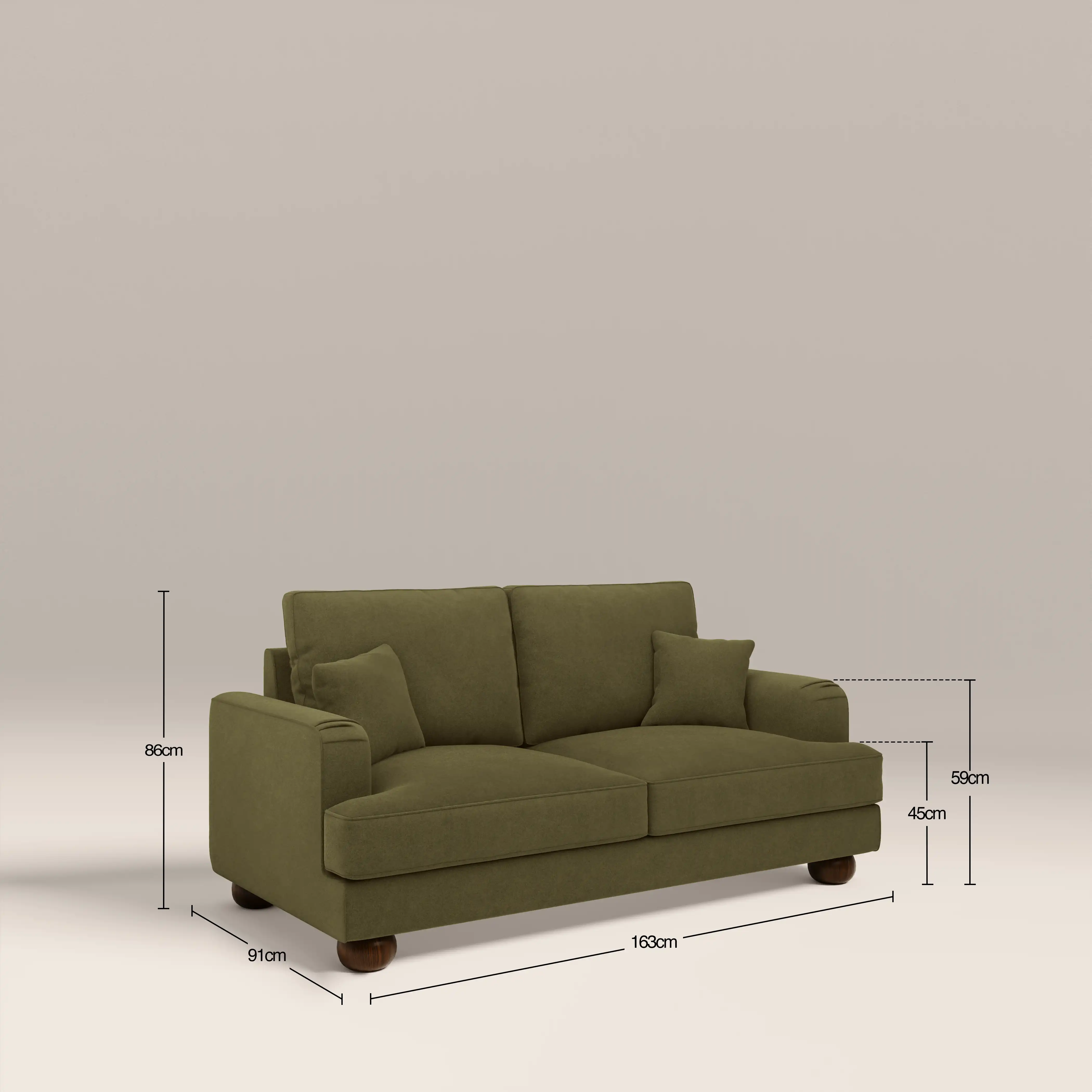 Nola 2 Seater Sofa | Moss Green Sustainable Mohair Velvet - Image 7