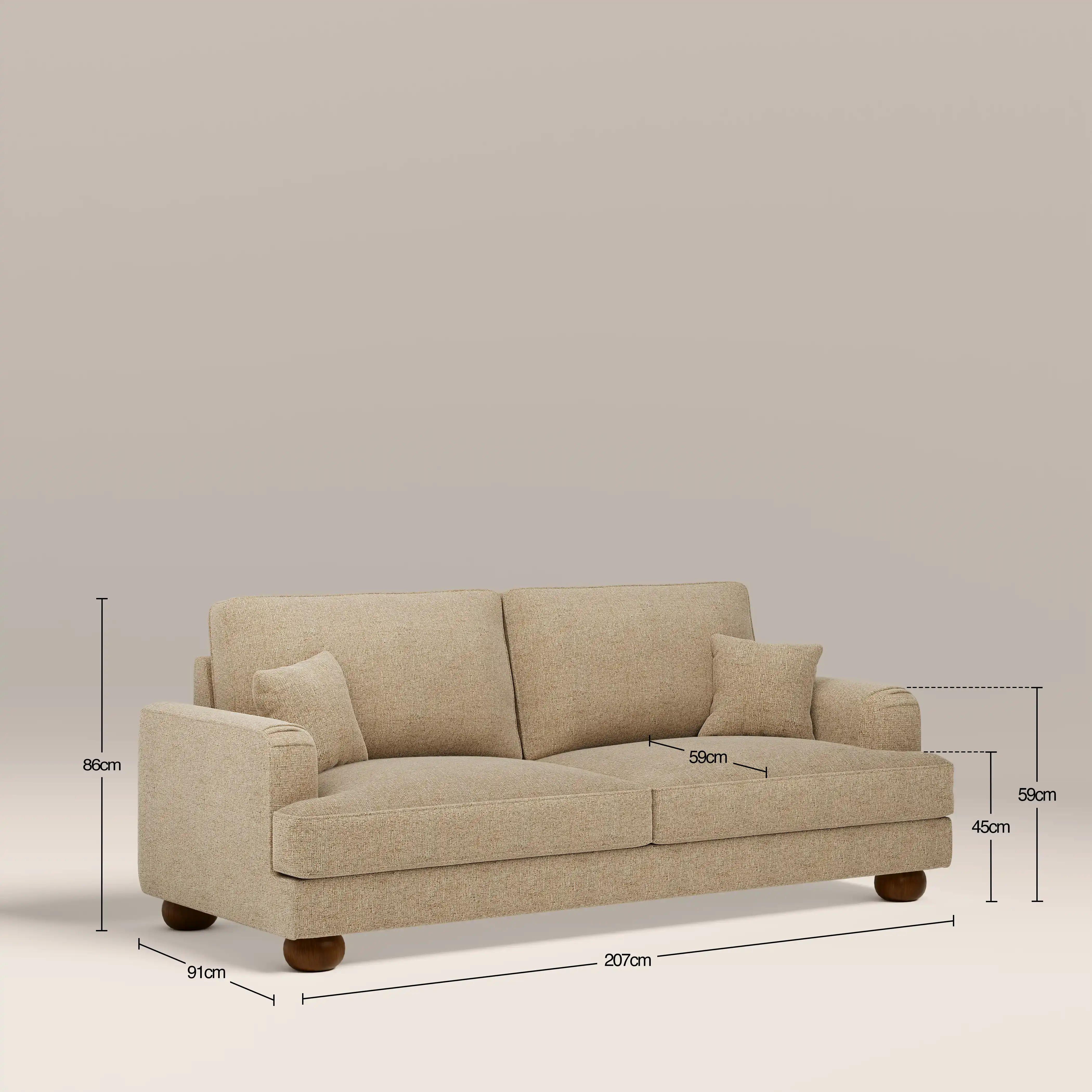 Nola 3 Seater Sofa | Speckled Latte Boucle - Image 7